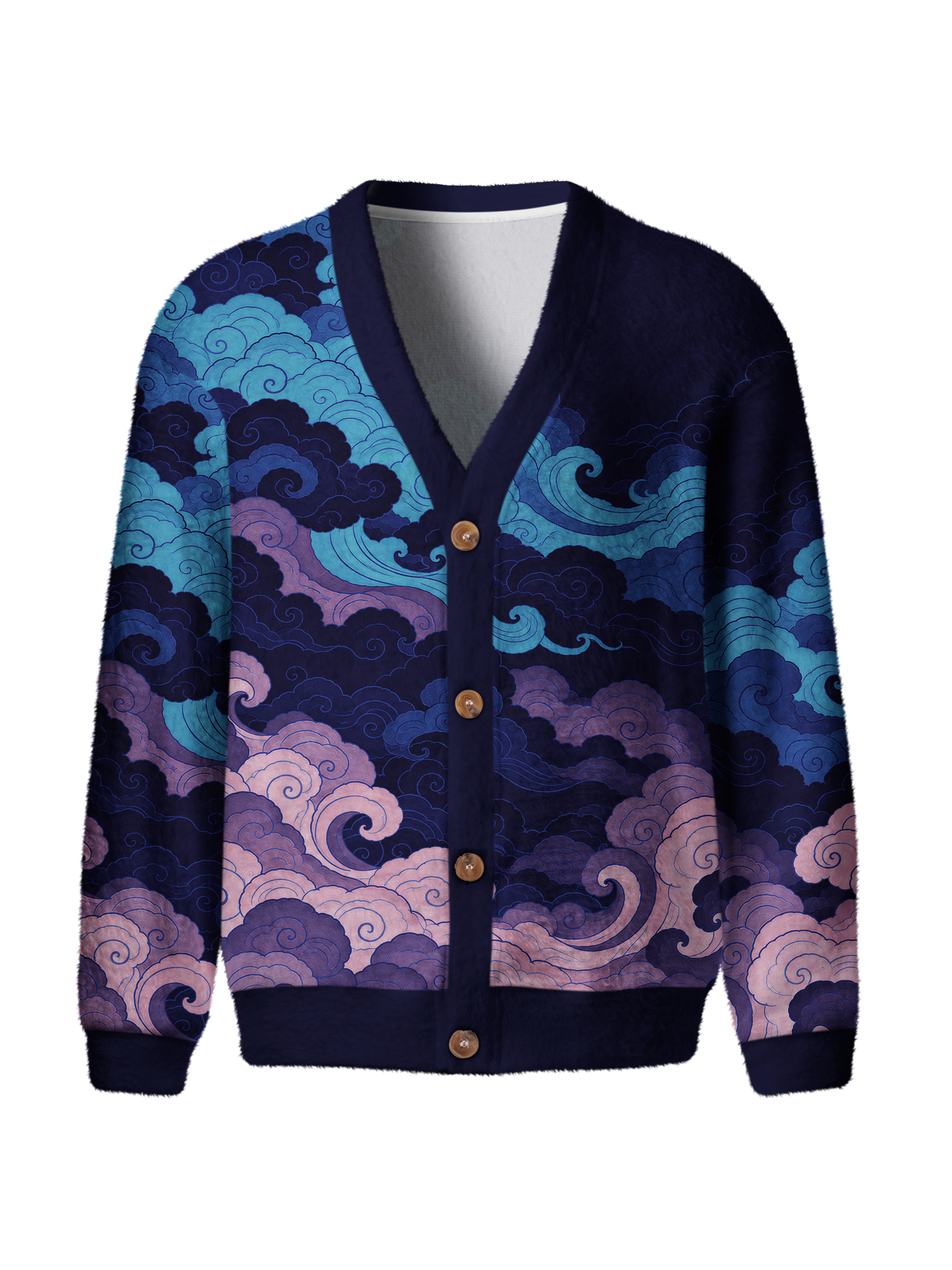 Cherryswing FAuspicious Clouds Gradient Men's Cardigan Knit Sweaters\
