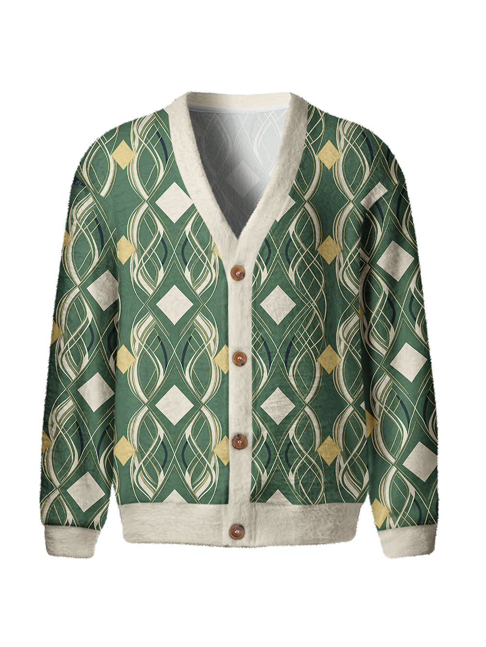 Cherryswing Vintage Diamond Geometric Men's Cardigan Knit Sweaters