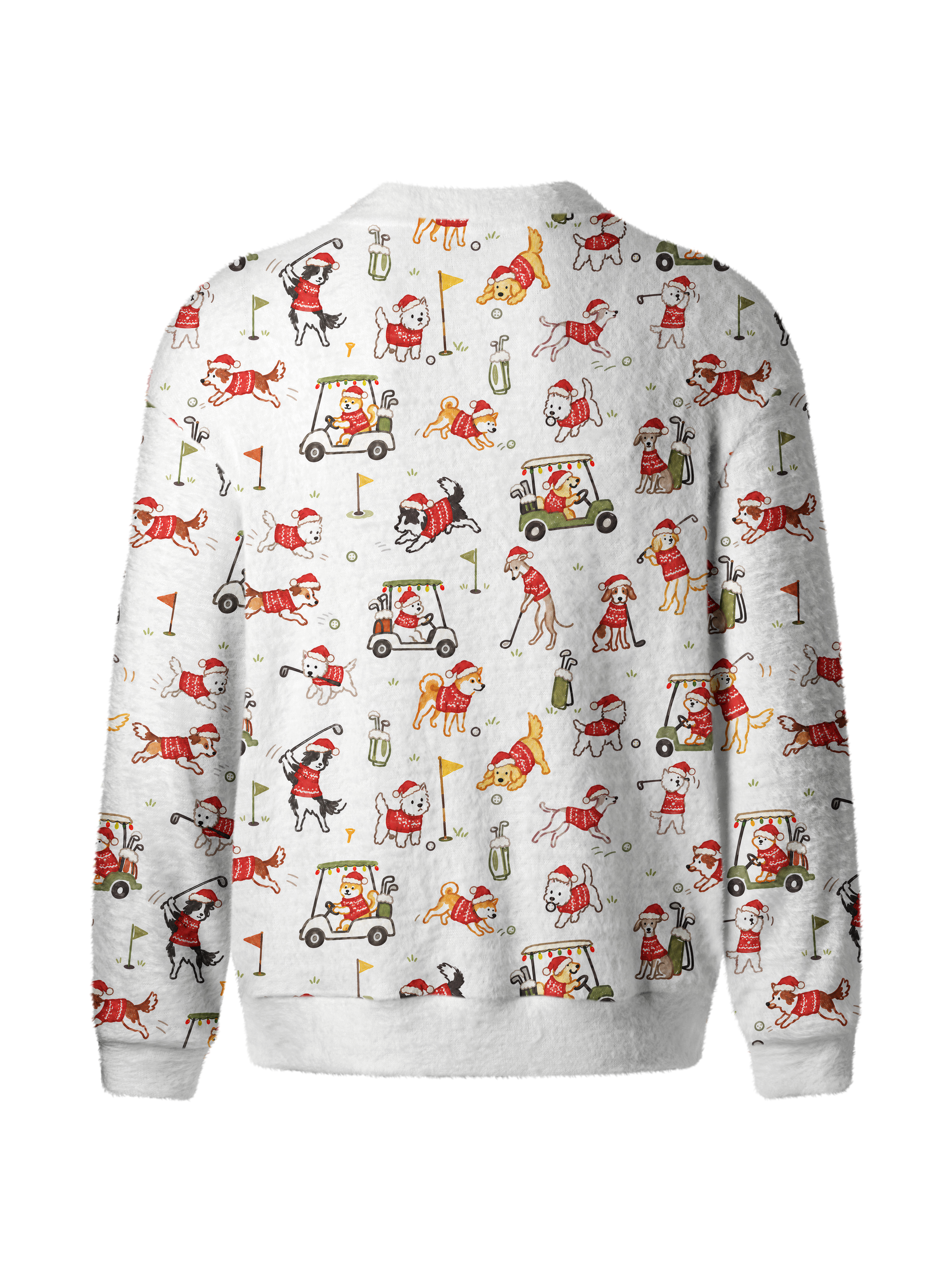 Cherryswing Festive Pet Golf Print Men's Cardigan Knit Sweaters