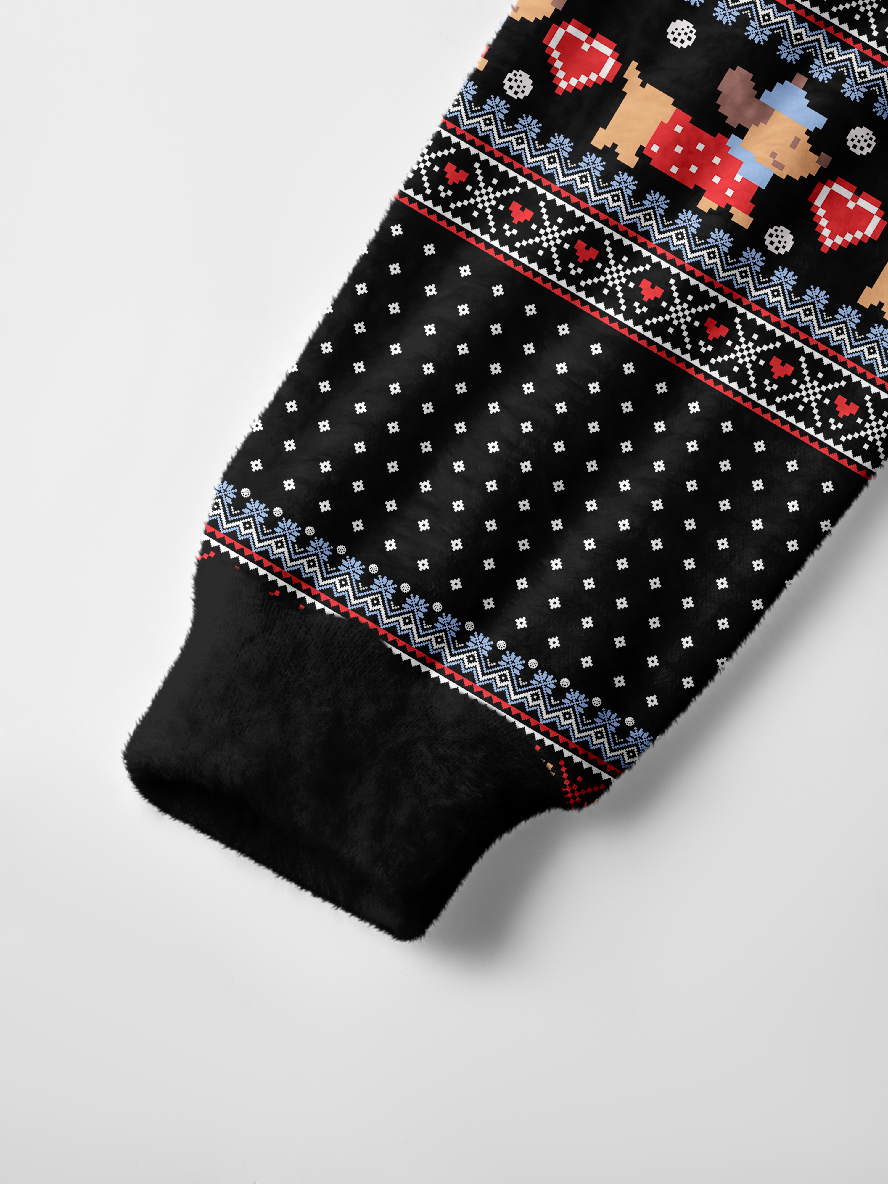 Cherryswing Pixel Dog and Heart Nordic Fuzzy Men's Cardigan Knit Sweaters