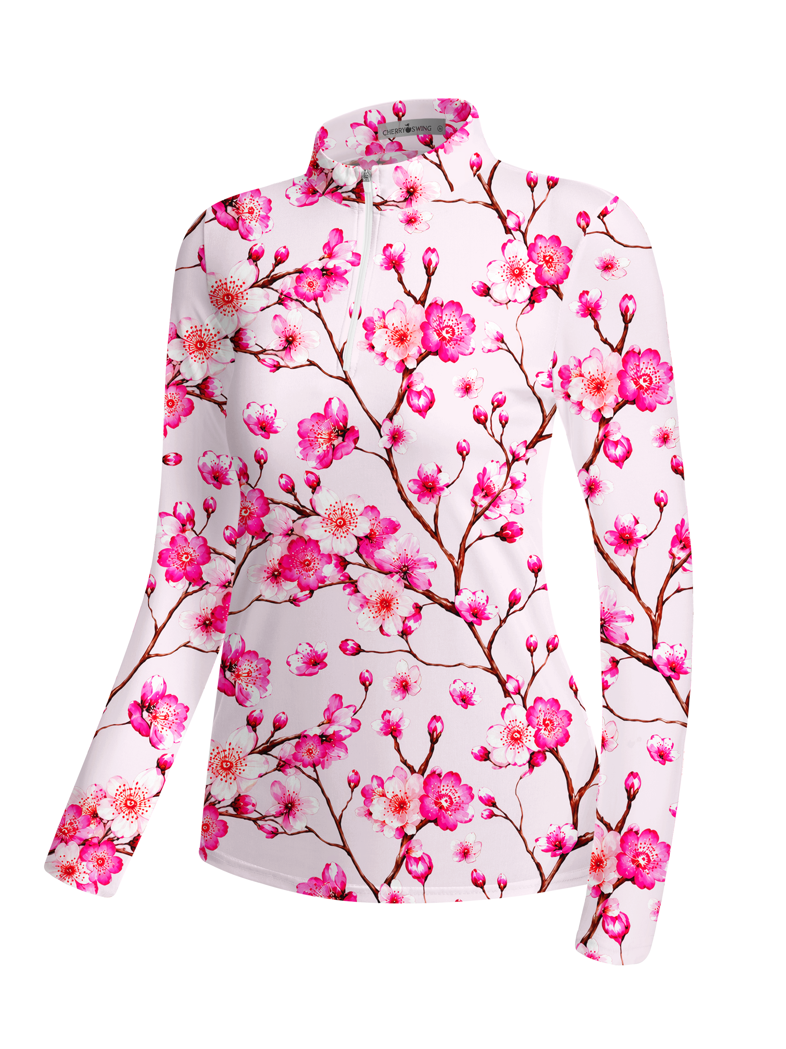 Cherryswing Women's Spring Cherry Blossom Long Sleeve Golf Shirt