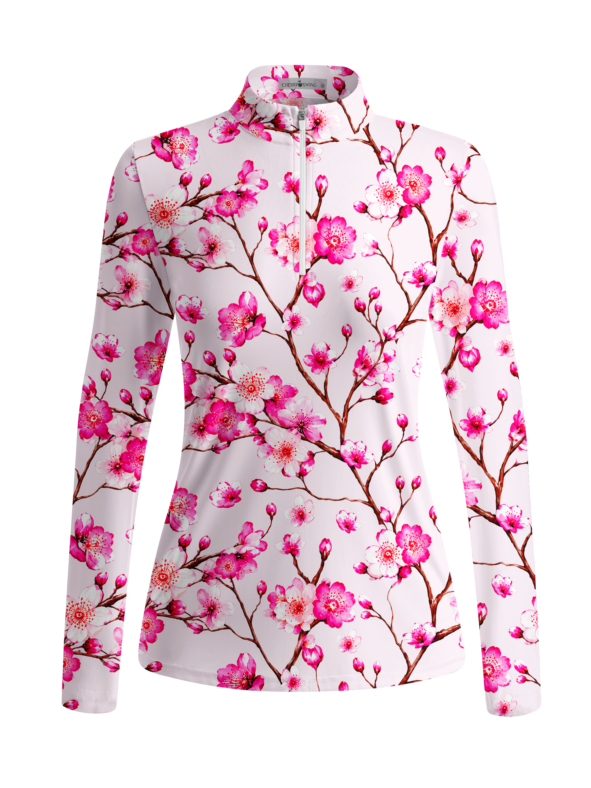 Cherryswing Women's Spring Cherry Blossom Long Sleeve Golf Shirt