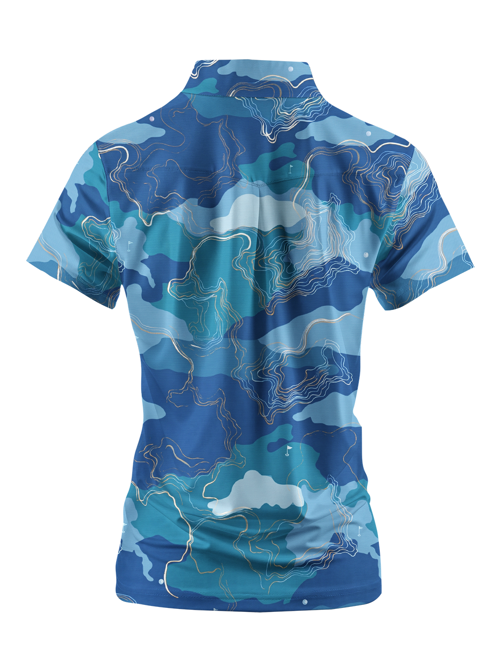 Cherryswing Women's Topographic Contour Print Short Sleeve Golf Shirt