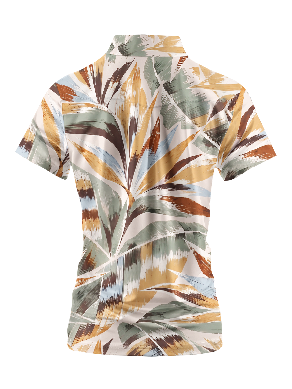 Cherryswing Women's Bold Brushstroke Tropical Leaf Short Sleeve Golf Shirt