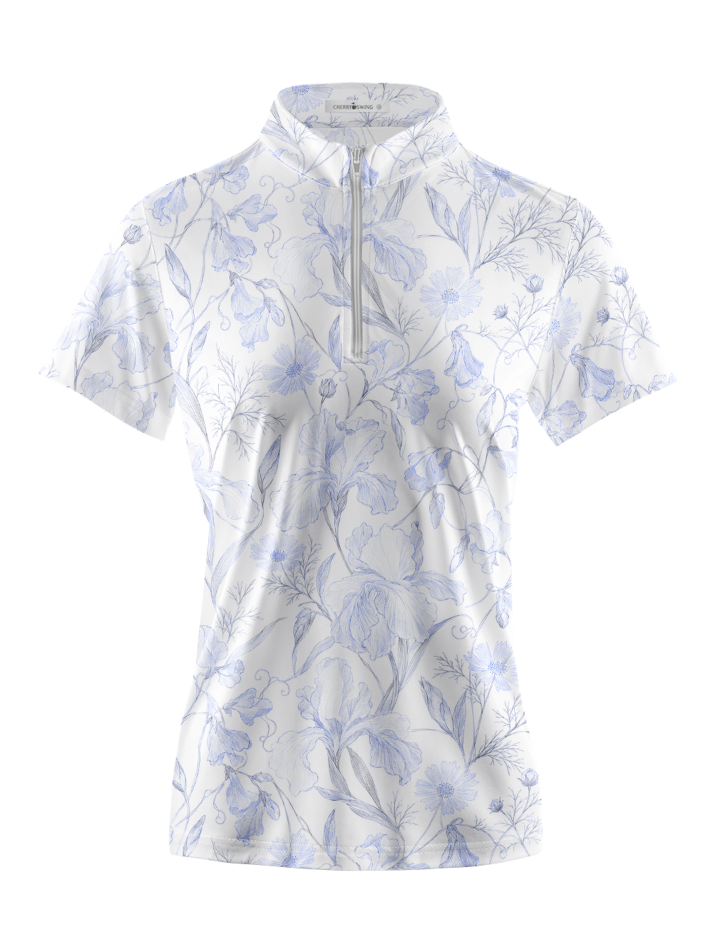 Cherryswing Women's Vintage Botanical Sketch Short Sleeve Golf Shirt