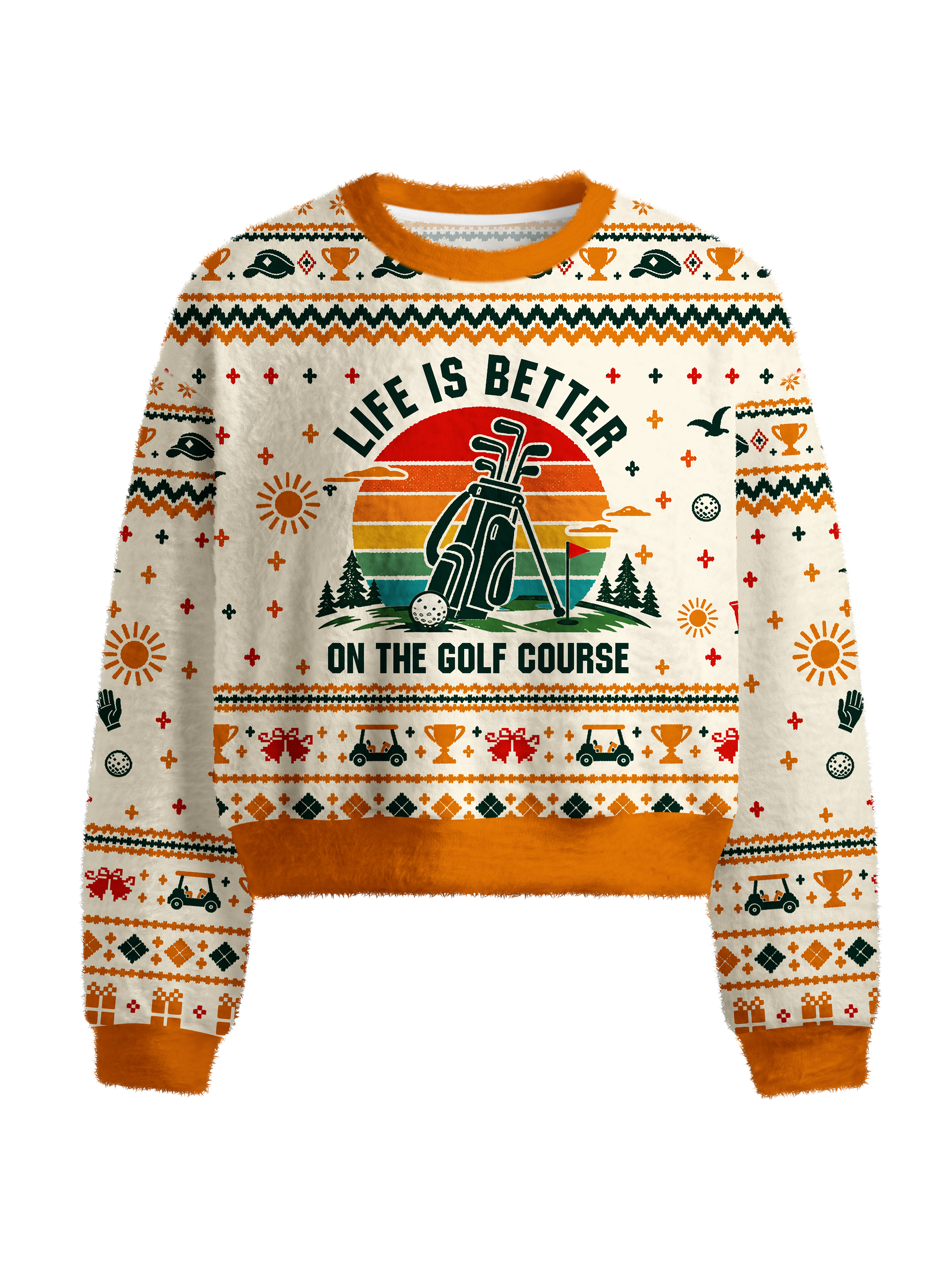 Cherryswing Women's Retro Course Life Fuzzy Knit Golf Sweater