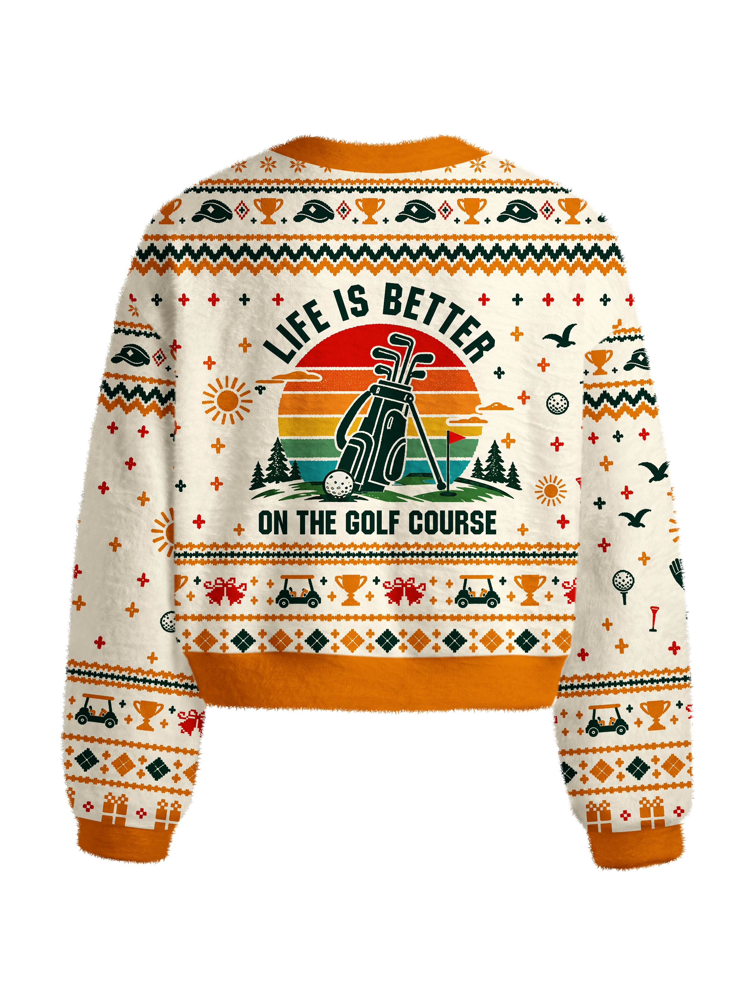 Cherryswing Women's Retro Course Life Fuzzy Knit Golf Sweater