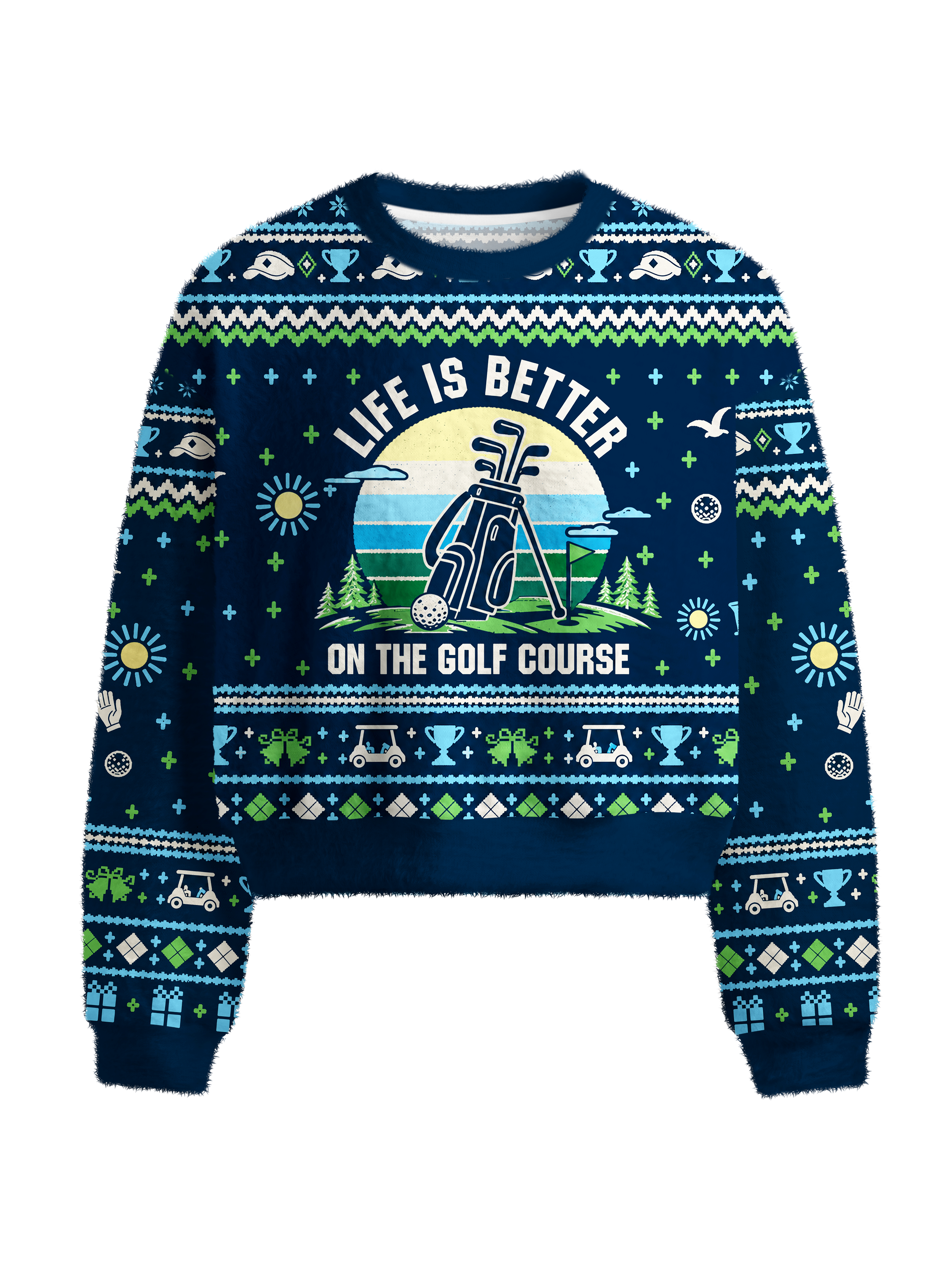 Cherryswing Women's Retro Course Life Fuzzy Knit Golf Sweater