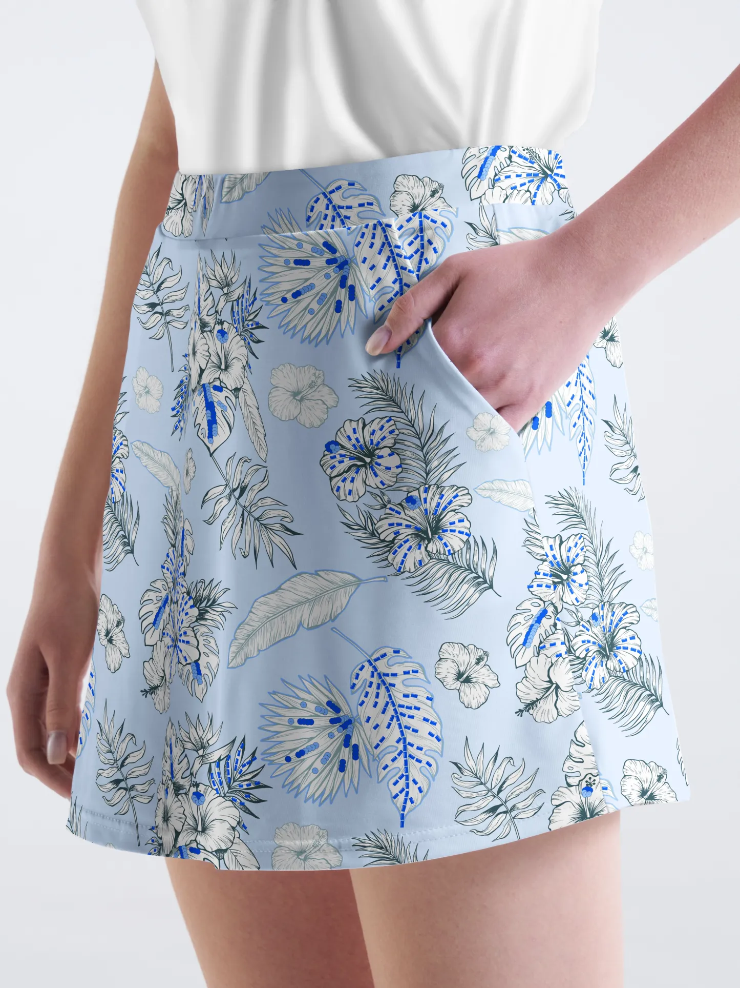 Cherryswing Blue and White Flowers Golf Skort