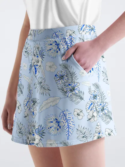 Cherryswing Blue and White Flowers Golf Skort