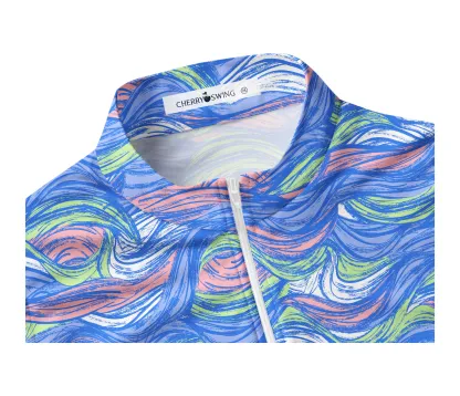 Cherryswing Women's Colored Waves Swaying Sleeveless Golf Shirt
