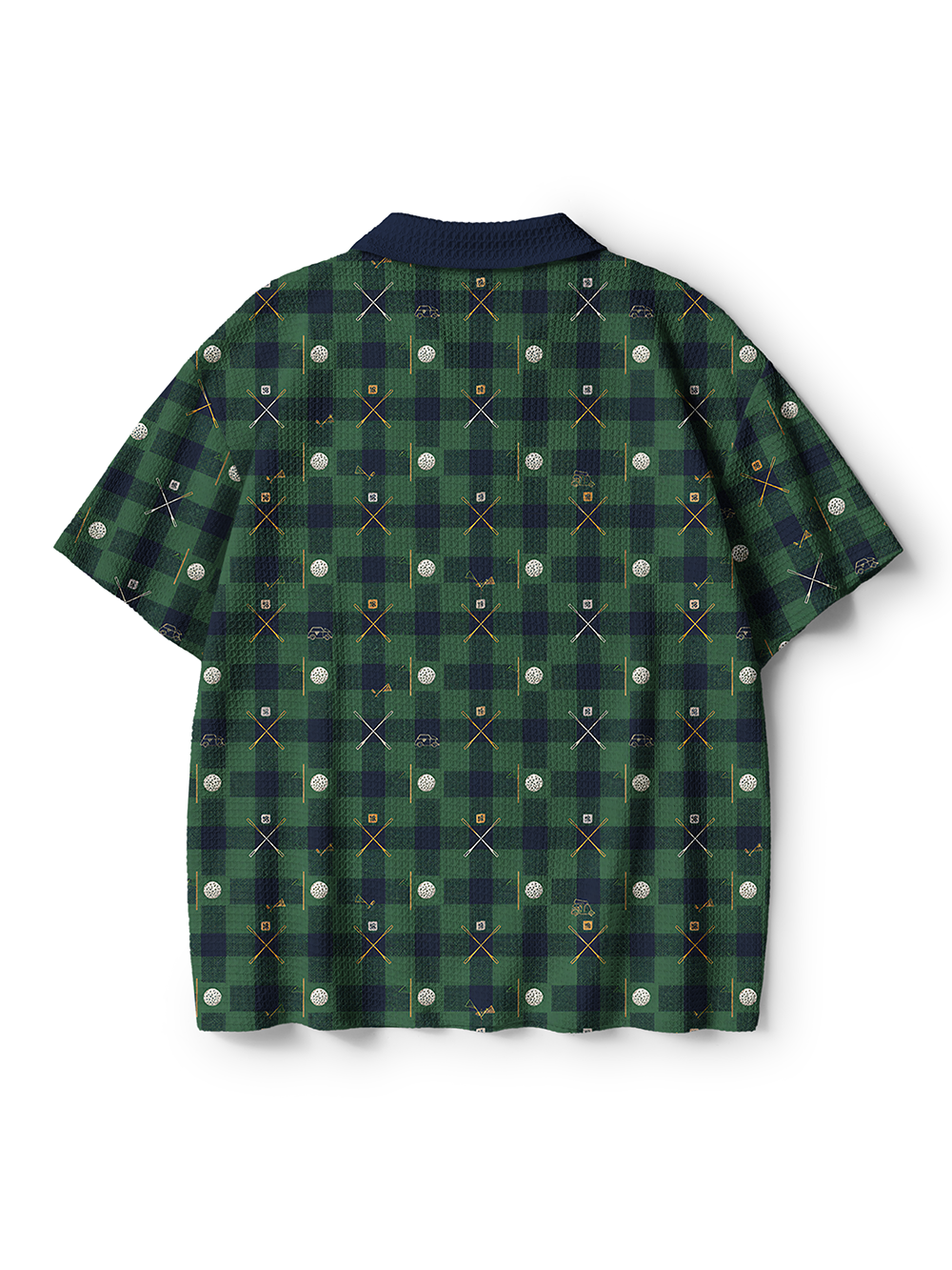 Cherryswing Tartan Tee Men's Crochet Knit Polo Shirt
