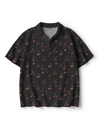 Cherryswing Copper Fairway Men's Crochet Knit Polo Shirt