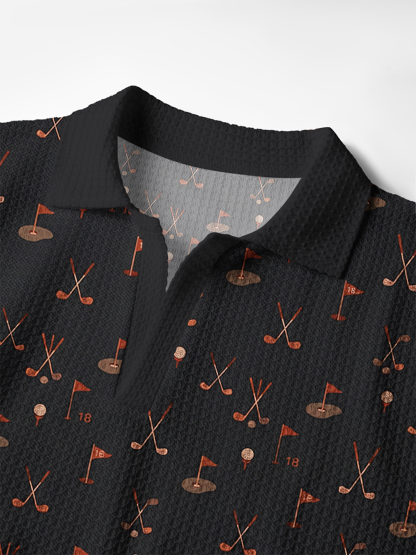 Cherryswing Copper Fairway Men's Crochet Knit Polo Shirt