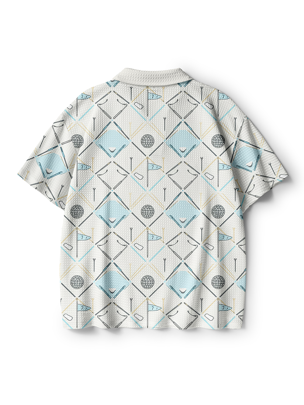 Cherryswing Argyle Links Men's Crochet Knit Polo Shirt
