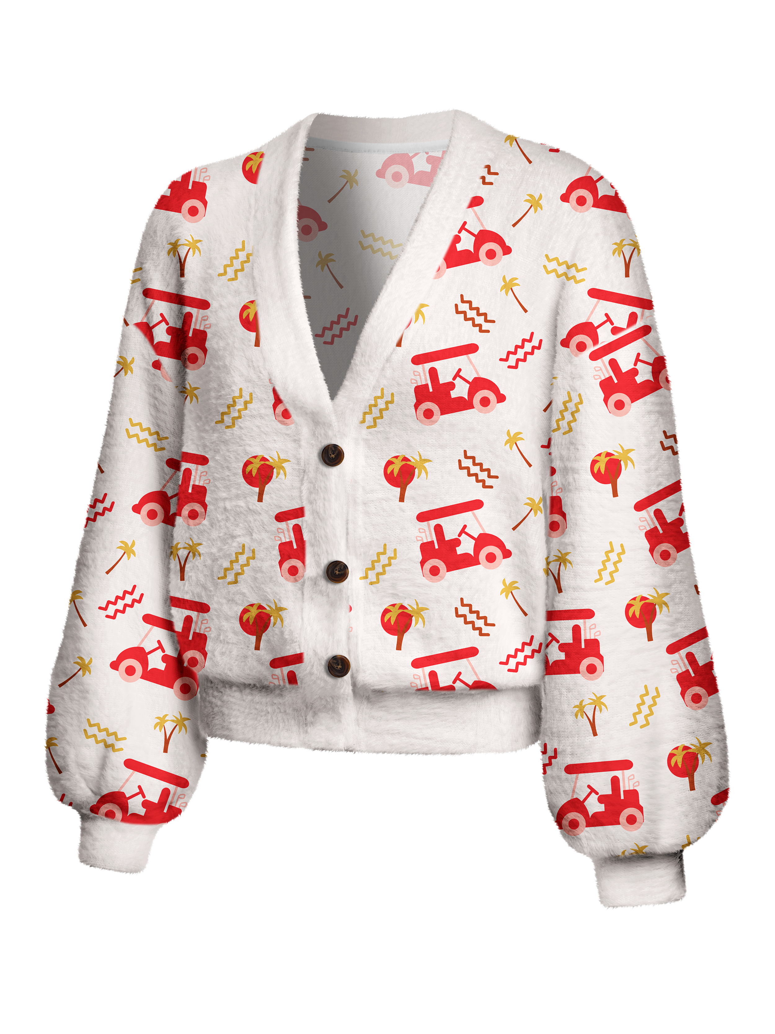 Cherryswing Women's Cart Cruise Fuzzy Knit Golf Cardigan