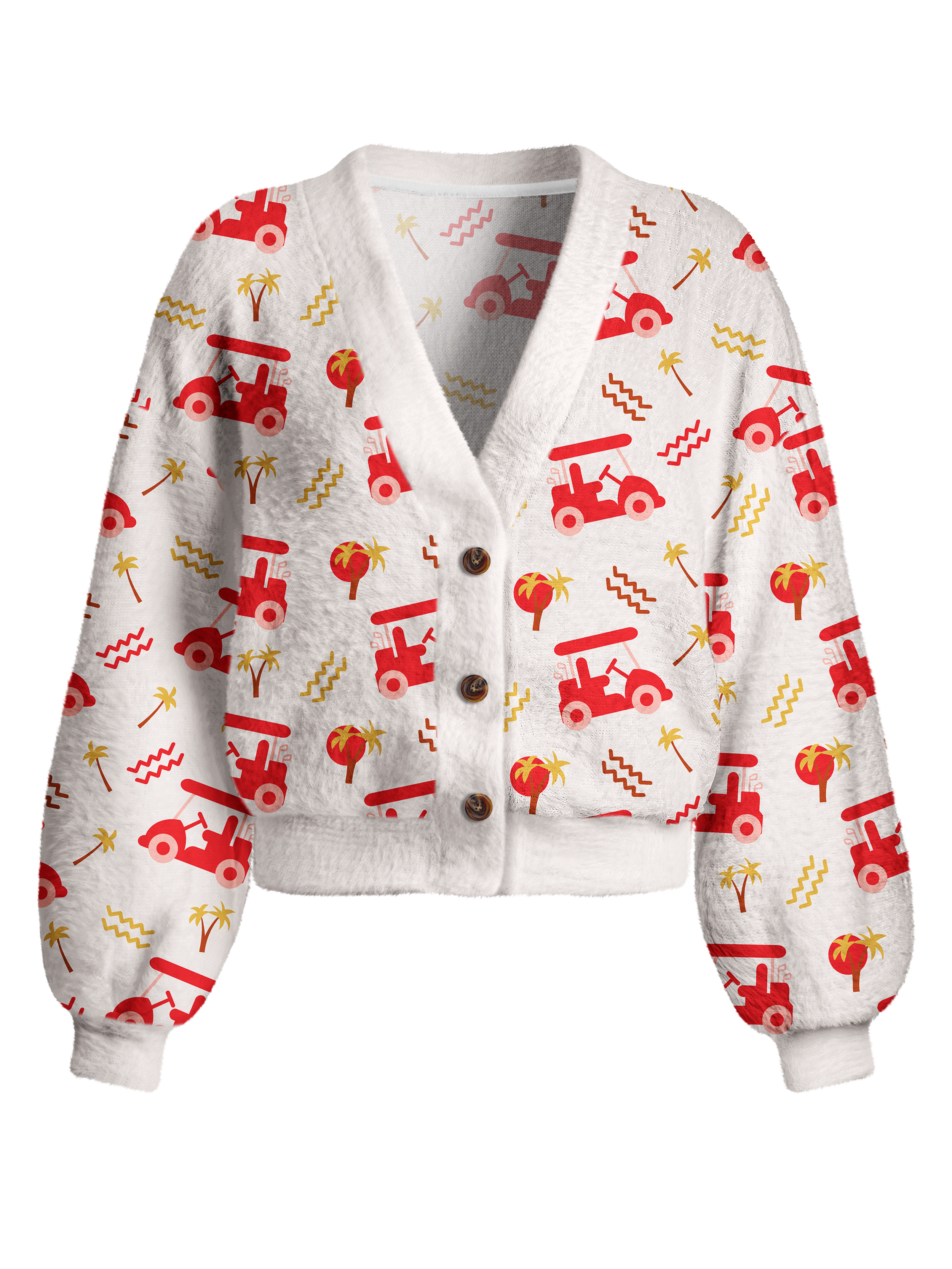 Cherryswing Women's Cart Cruise Fuzzy Knit Golf Cardigan
