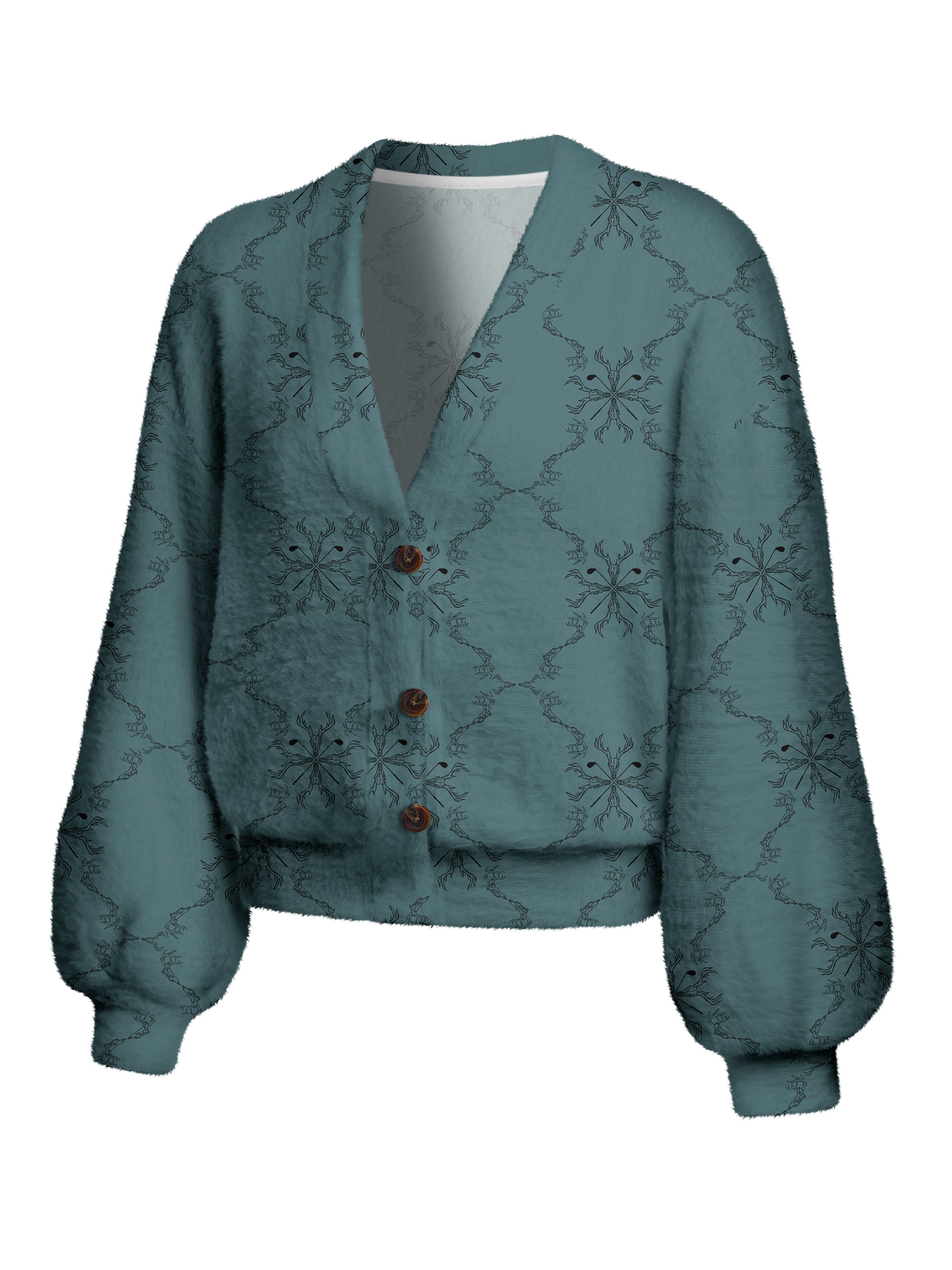 Cherryswing Women's Cross Club Geo Fuzzy Knit Golf Cardigan