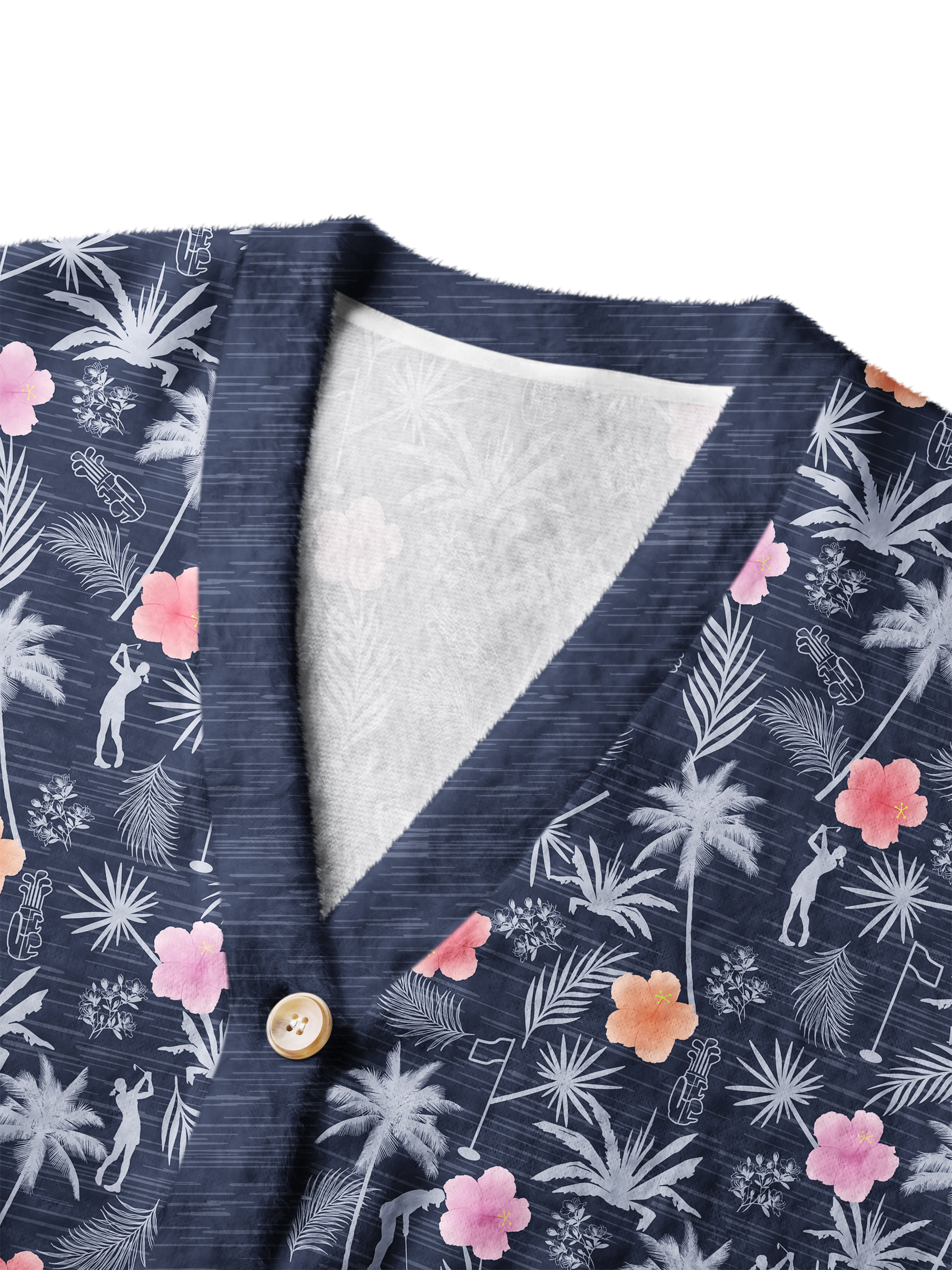Cherryswing Women's Tropical Fairway Fuzzy Knit Golf Cardigan