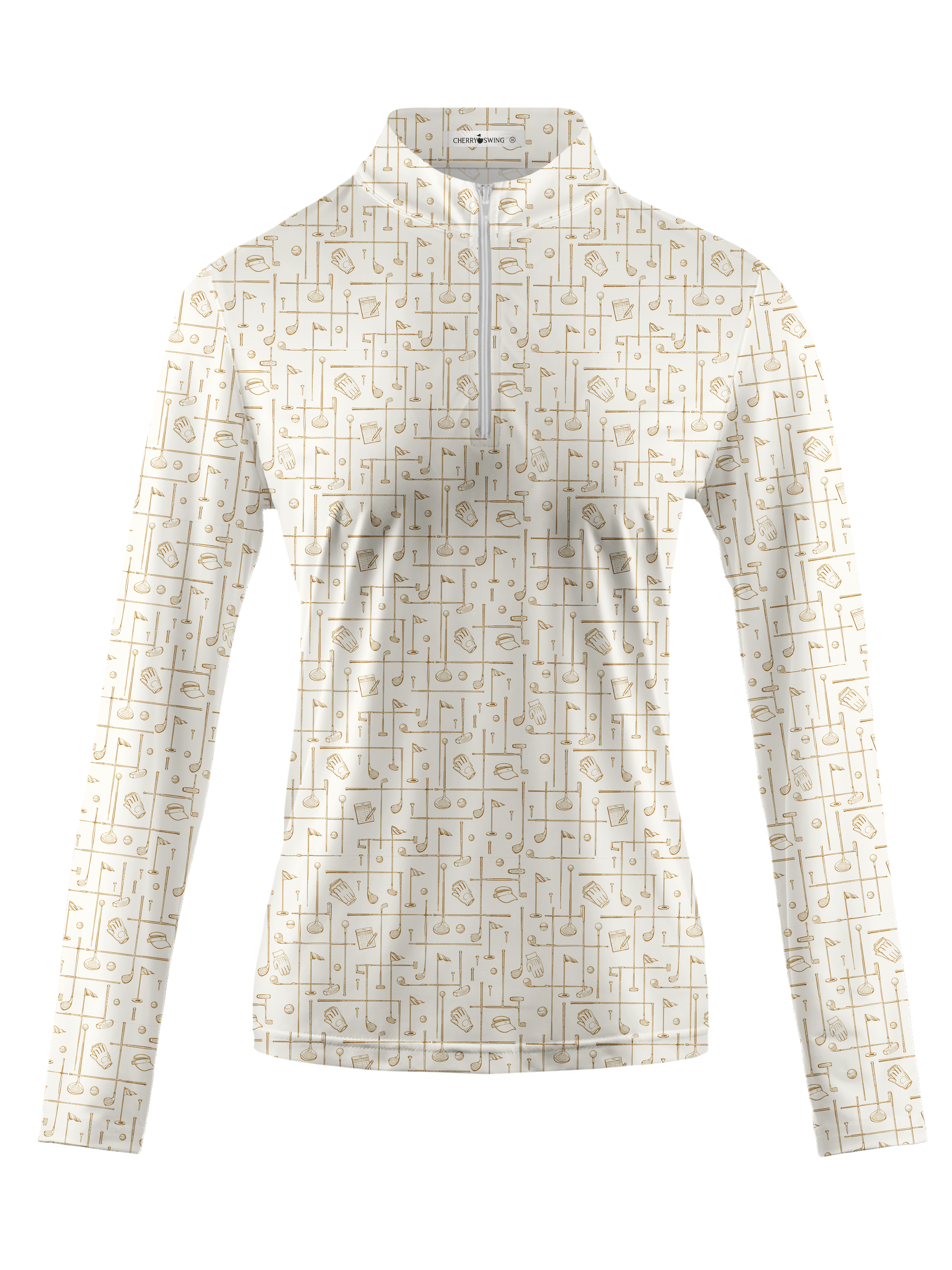 Cherryswing Women's Gradient Color FlowersLong Sleeve Golf Polo
