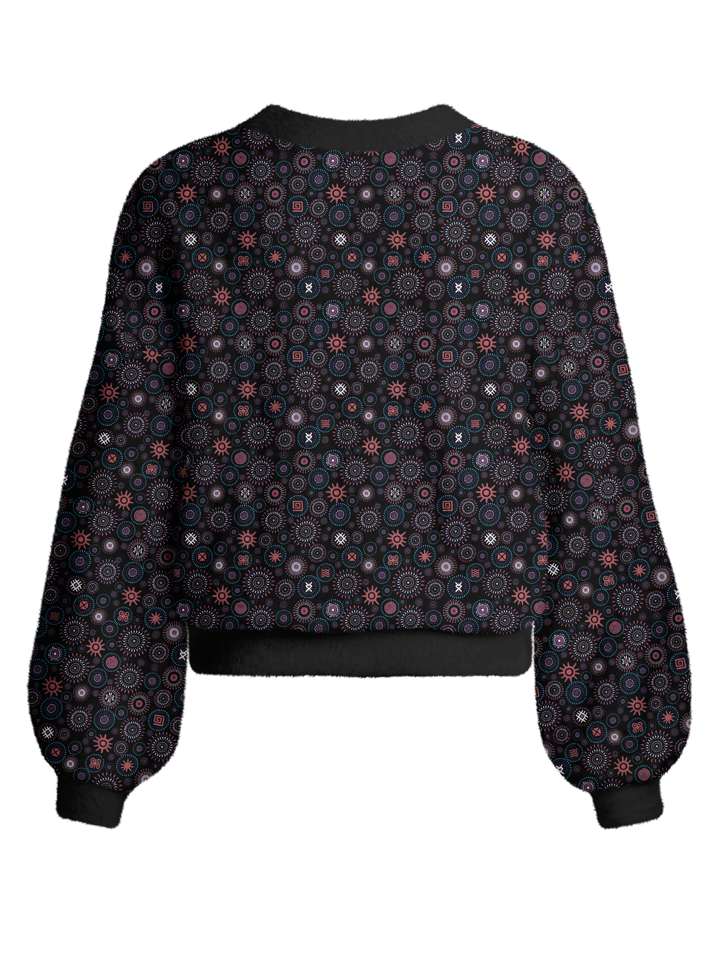 Cherryswing Women's Tribal Medallion Fuzzy Knit Golf Cardigan