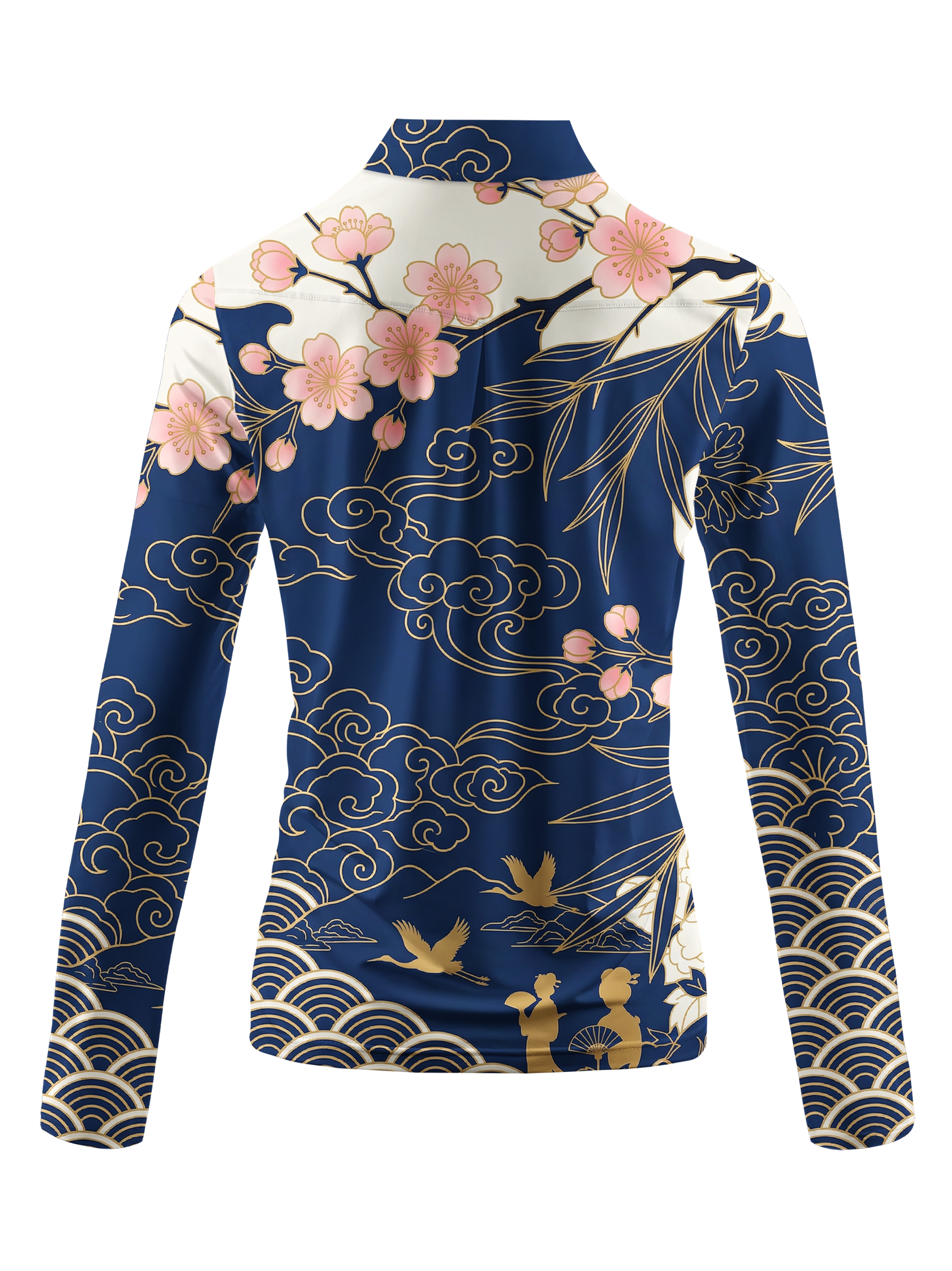 Cherryswing Women's Crane Dance Long Sleeve Golf Shirt