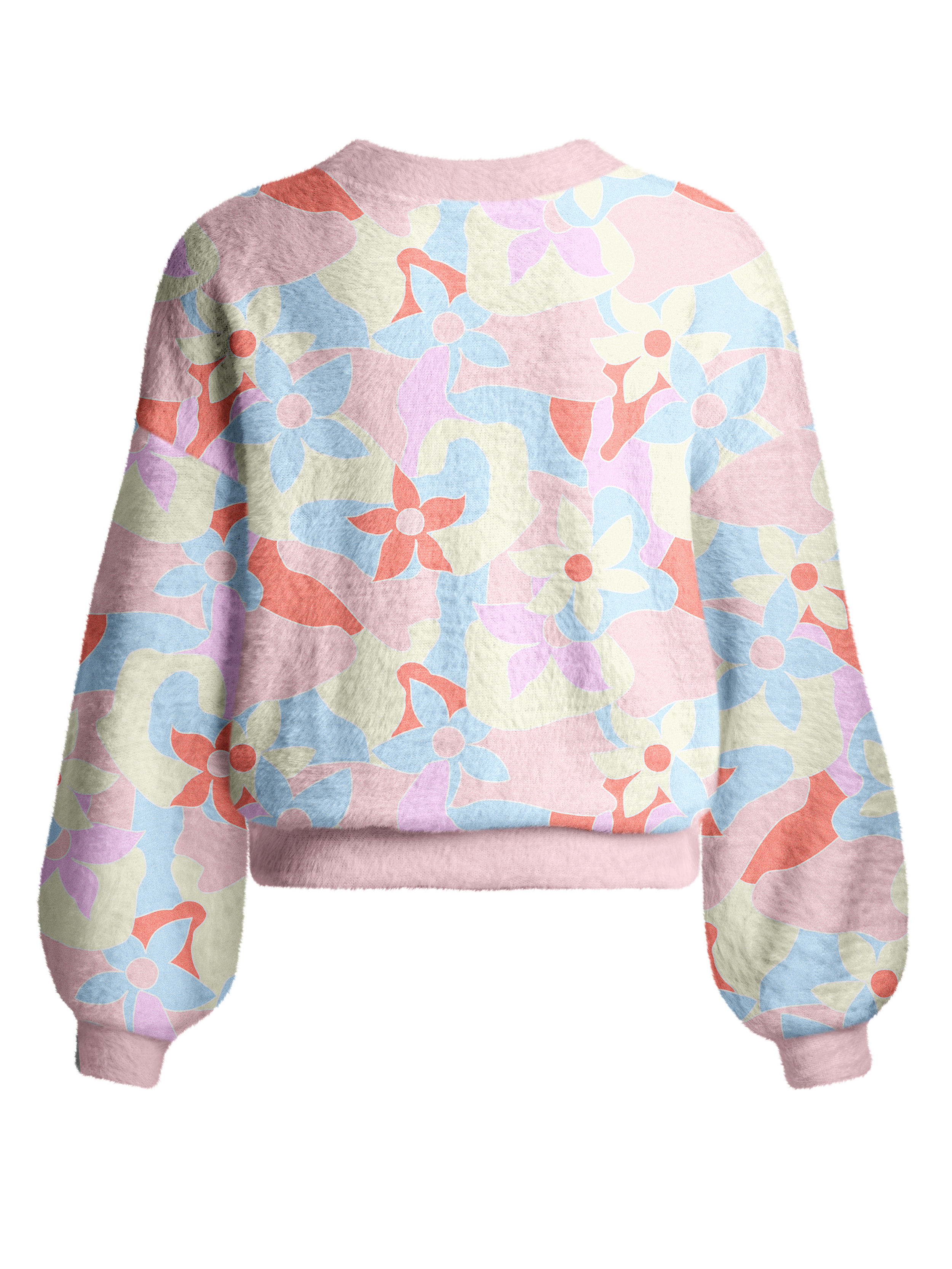 Birdbloom Women's Pastel Garden Fuzzy Knit Lounge Cardigan