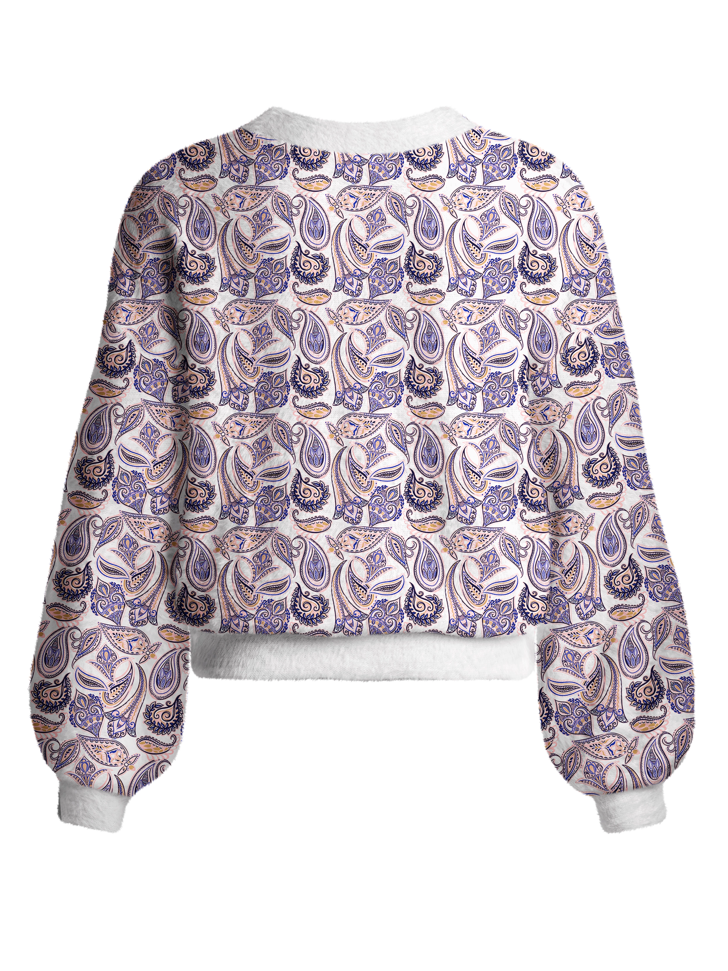 Cherryswing Women's Paisley Retro Fuzzy Knit Golf Cardigan