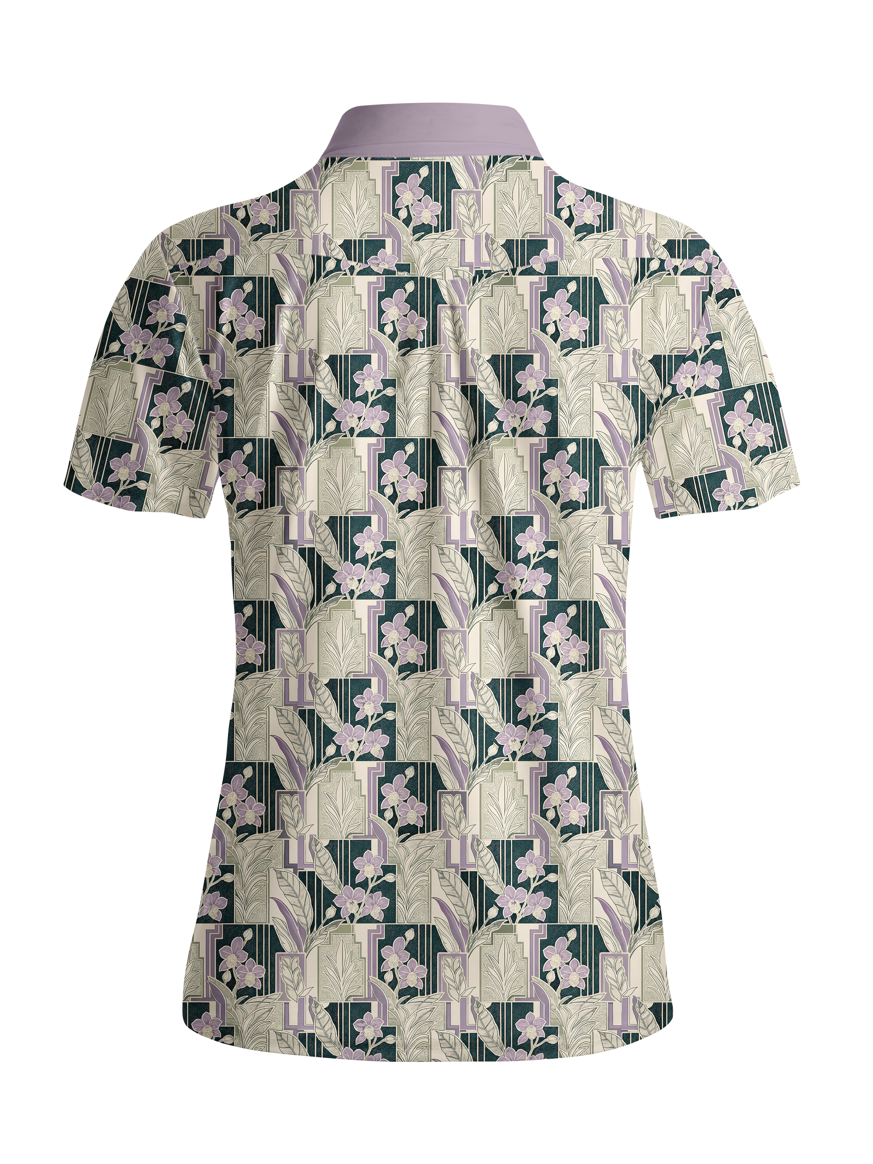 Cherryswing Women's Art Deco Bloom Short Sleeve Golf Shirt