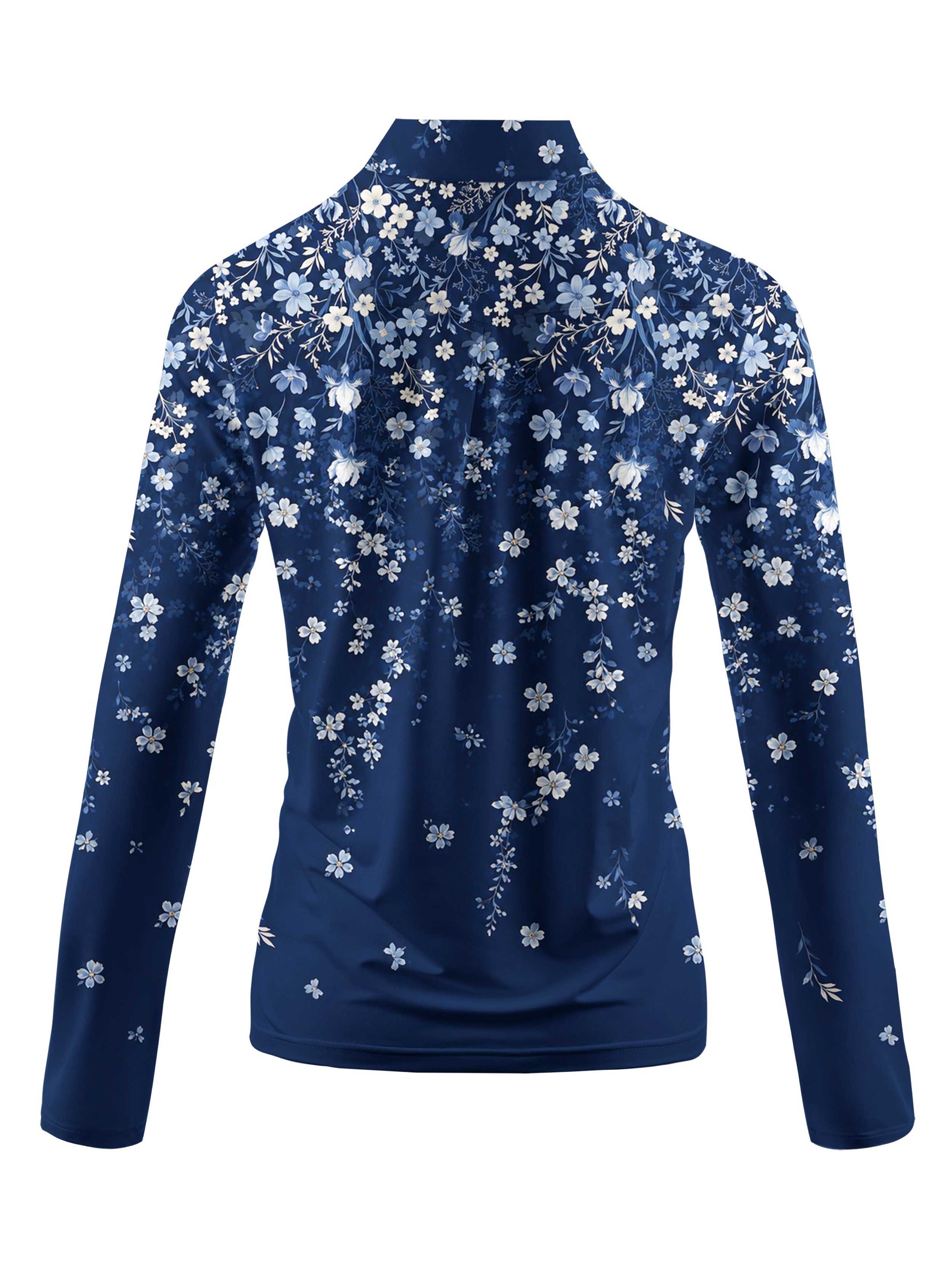 Cherryswing Women's Midnight Floral Long Sleeve Golf Shirt