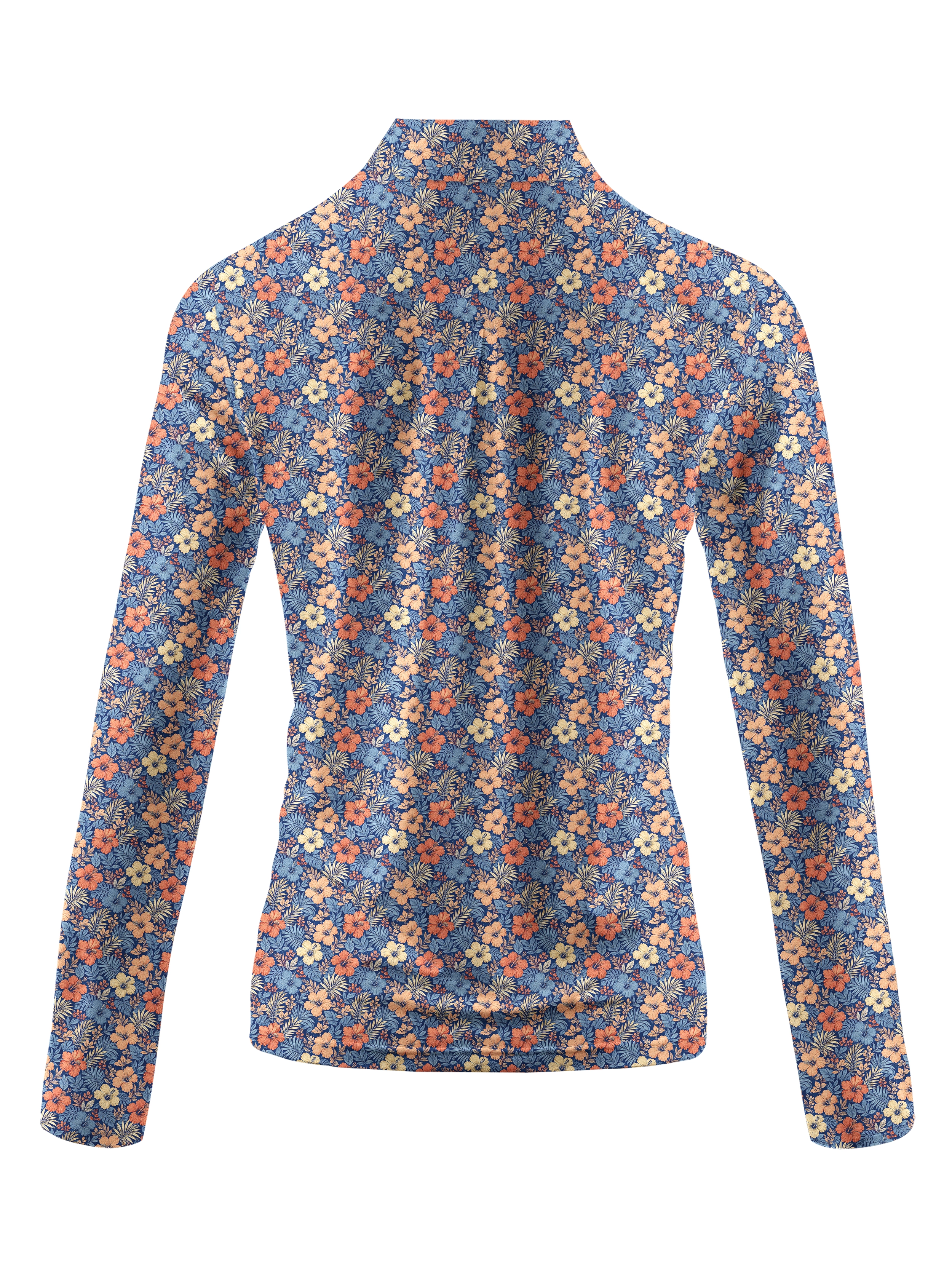 Cherryswing Women's Retro Tropical Bloom Long Sleeve Golf Shirt