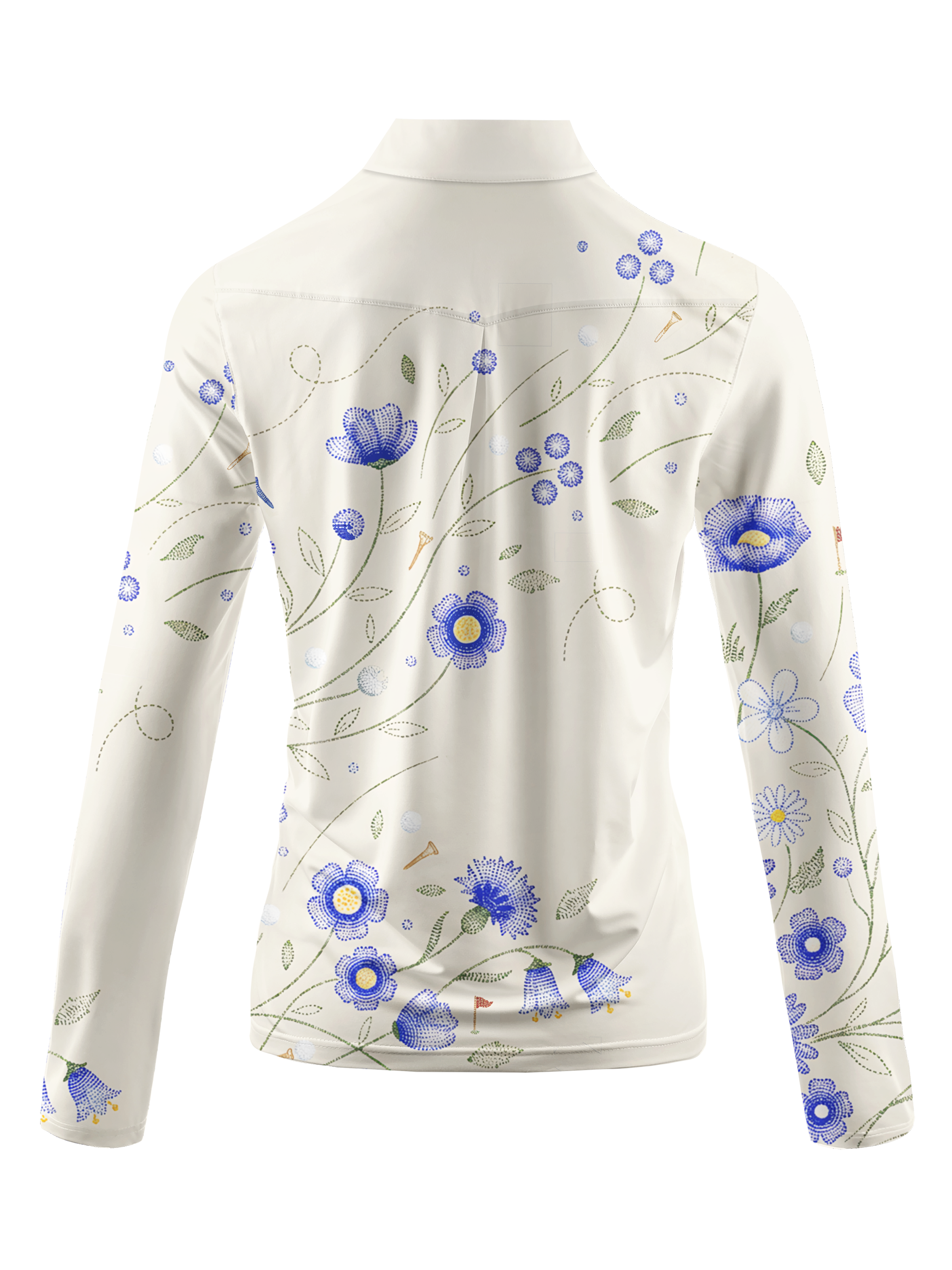 Cherryswing Women's Azure Meadow Stitch Long Sleeve Golf Shirt
