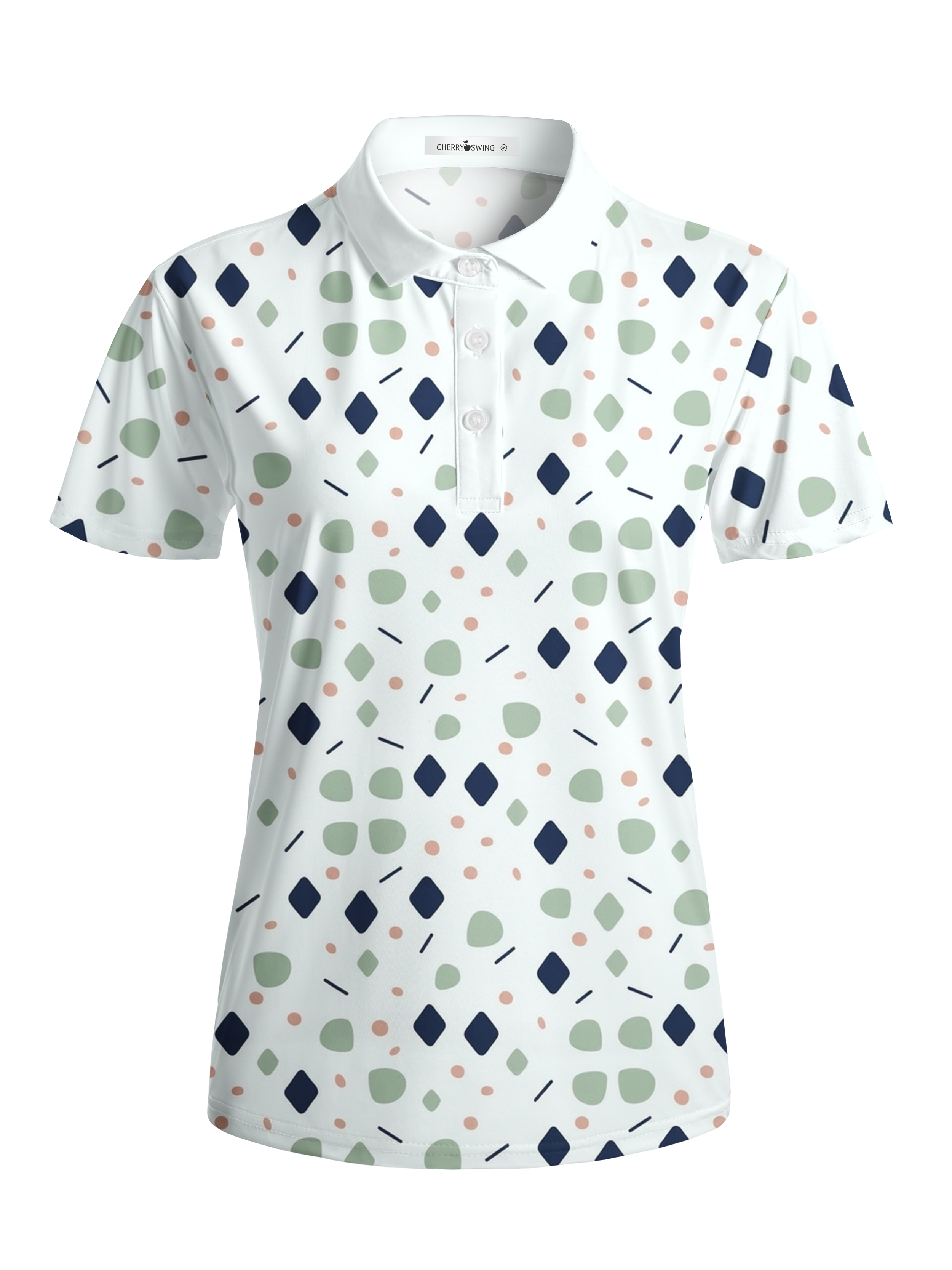 Cherryswing Women's Geometric Confetti Short Sleeve Golf Shirt