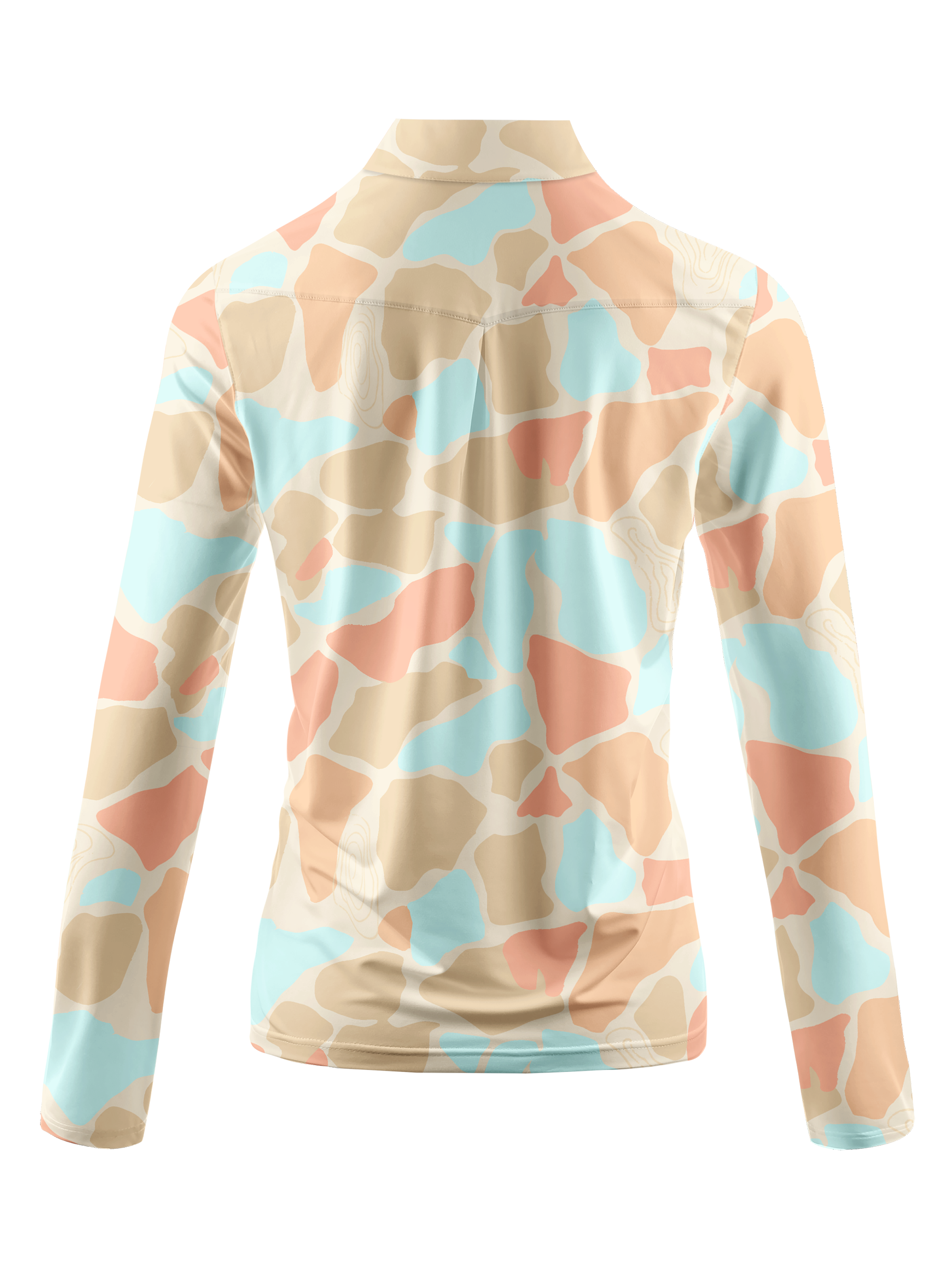Cherryswing Women's Pastel Topography Abstract Long Sleeve Golf Shirt