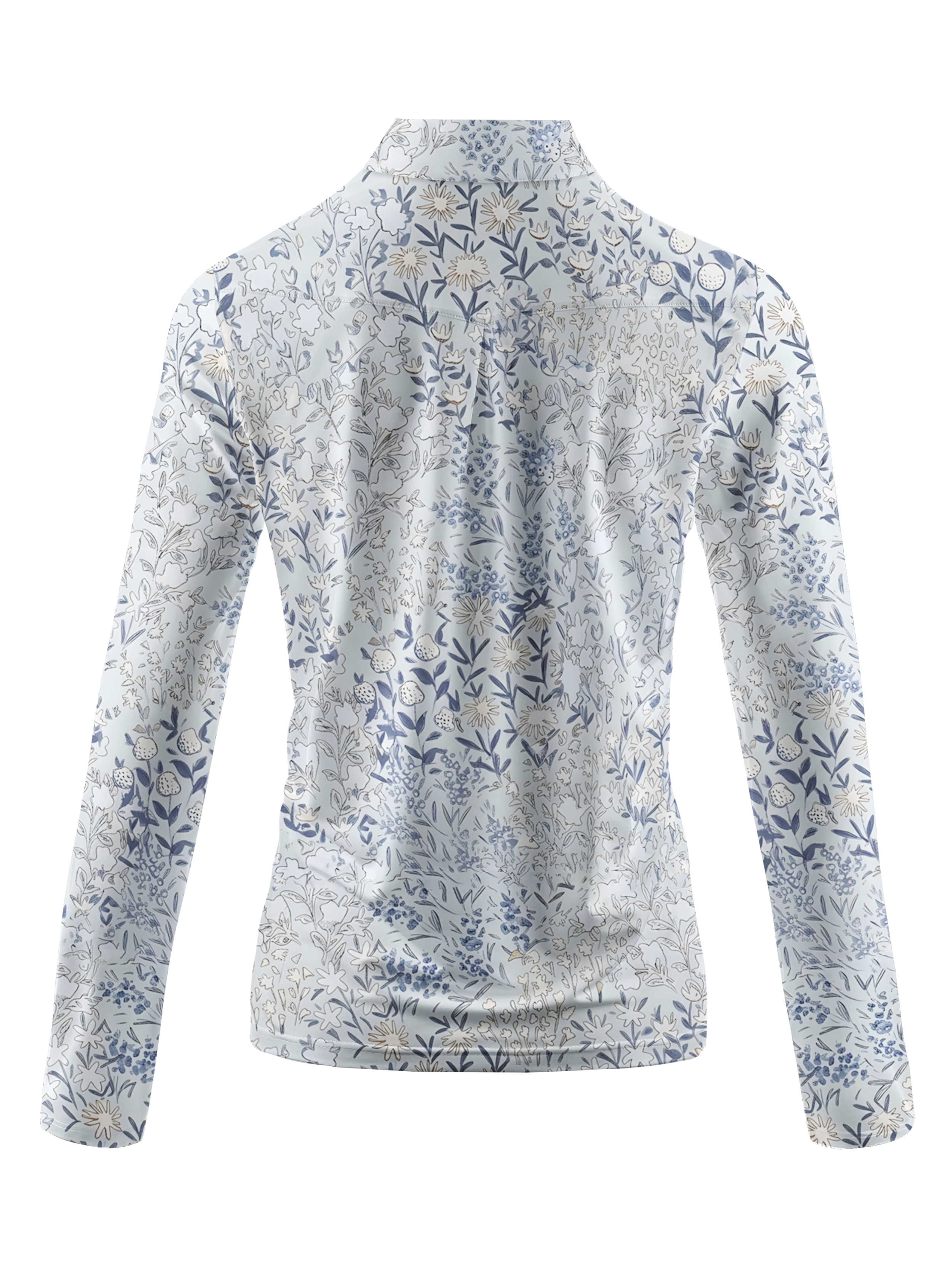 Cherryswing Women's Porcelain Botanical Sketch Long Sleeve Golf Shirt