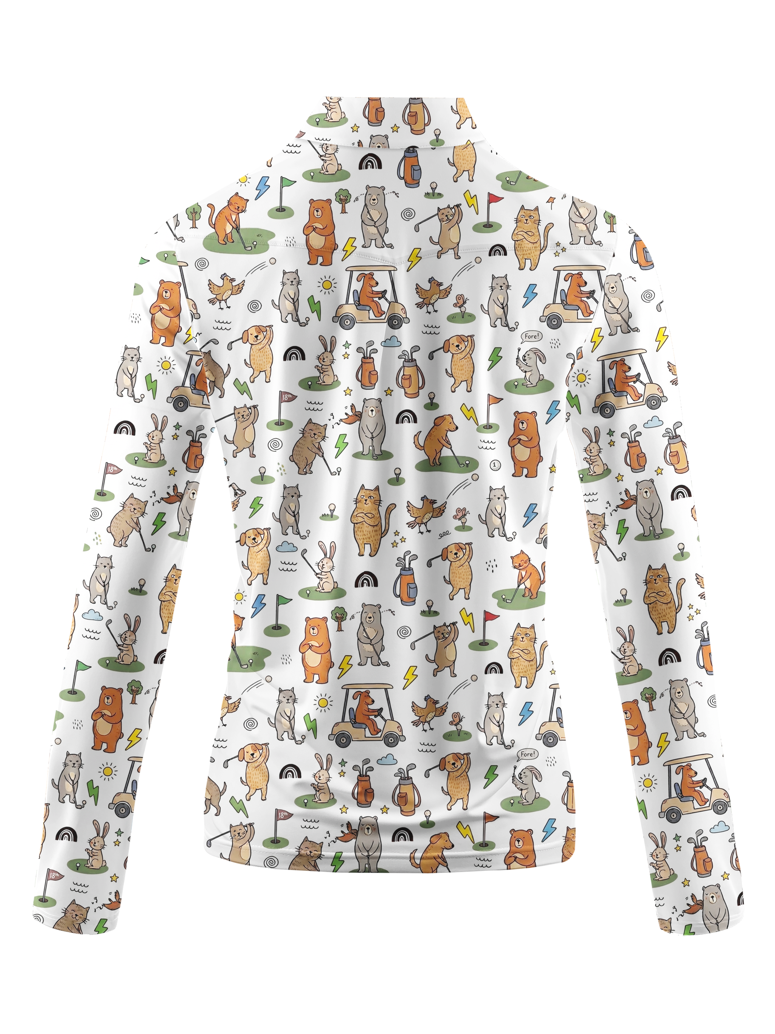 Cherryswing Women's Playful Animal Golfers Long Sleeve Golf Shirt