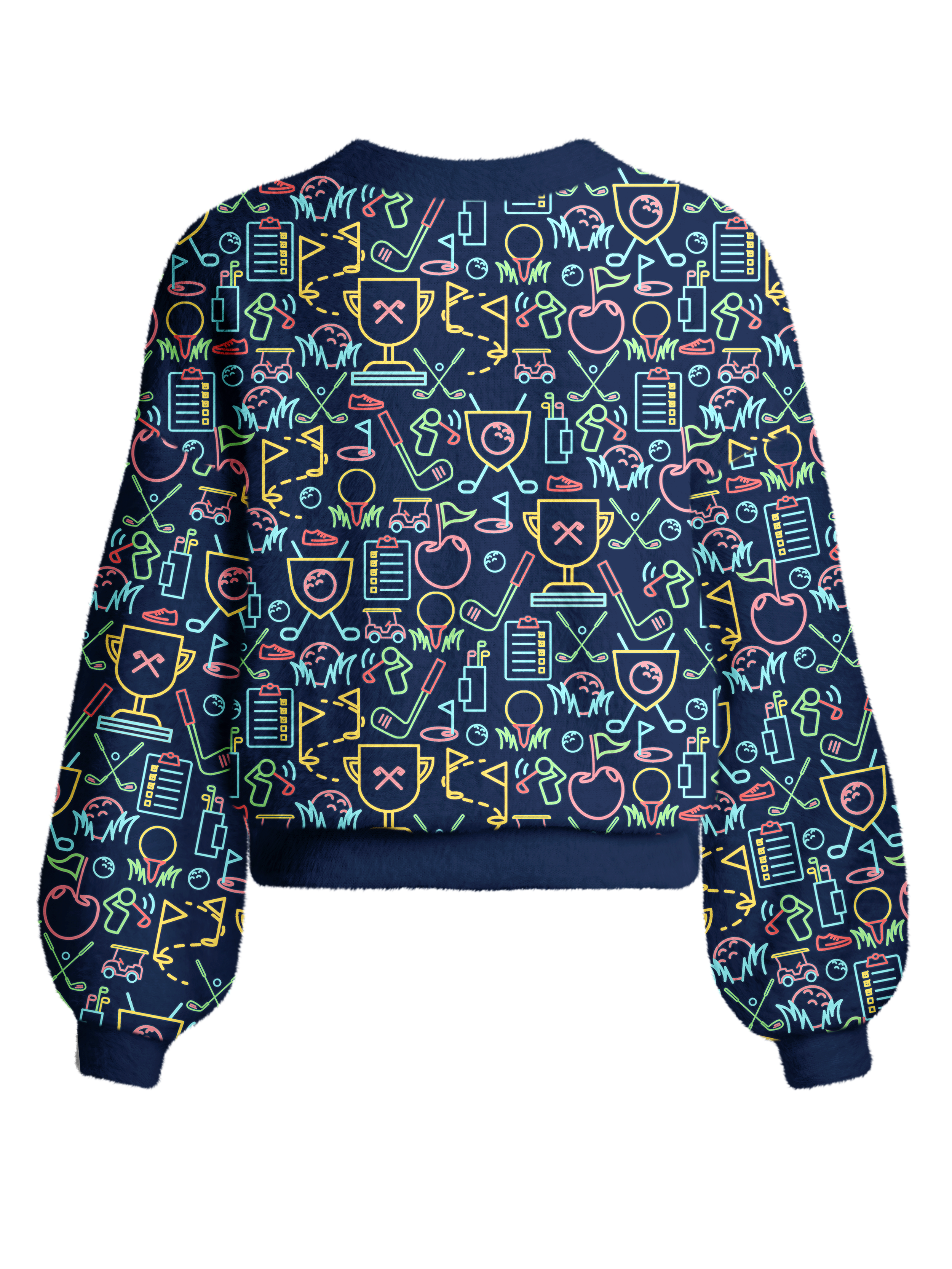 Cherryswing Women's Classic Golf Symbols Fuzzy Knit Golf Cardigan