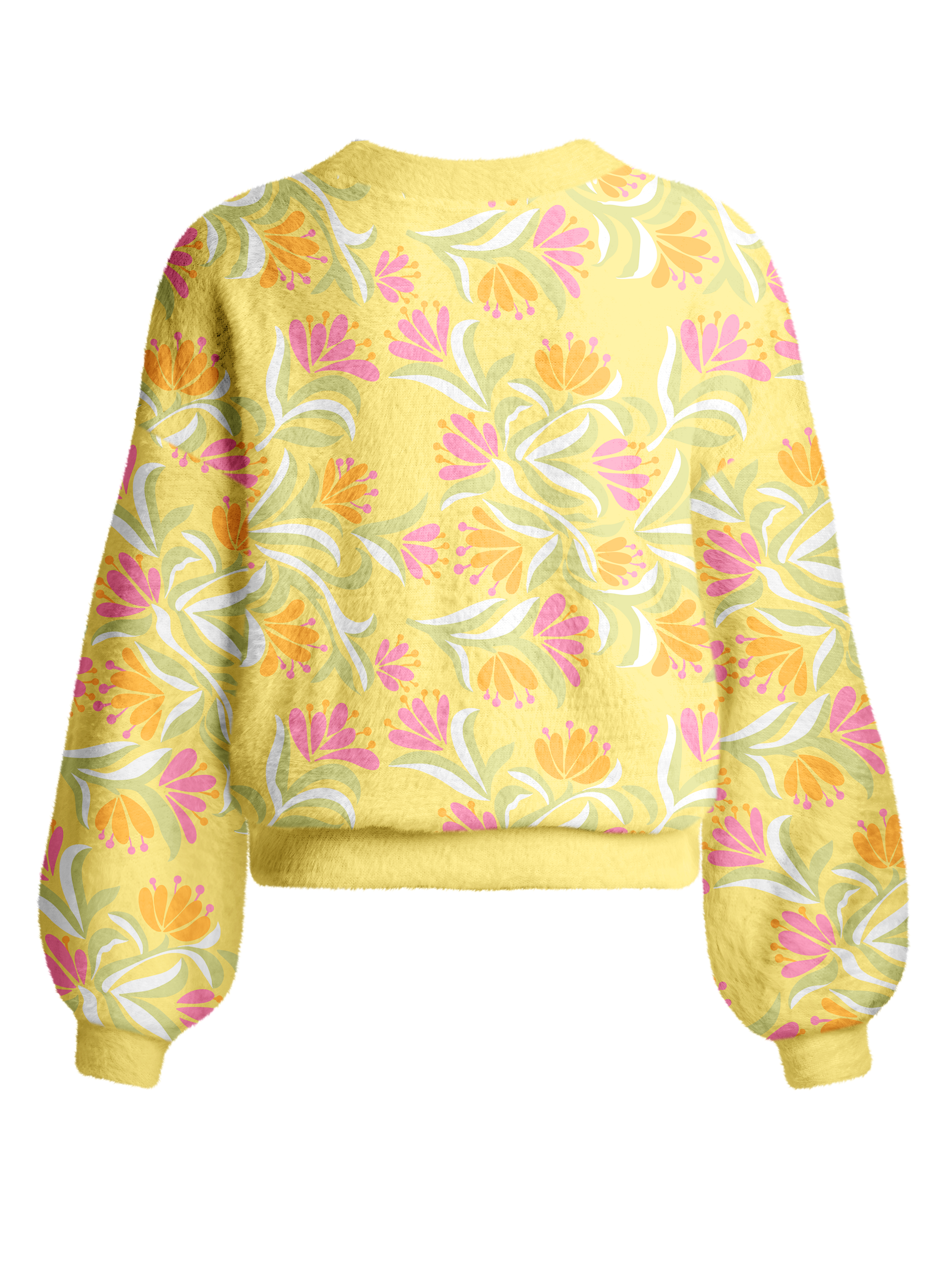Cherryswing Women's Tropical Bloom Fuzzy Knit Golf Cardigan