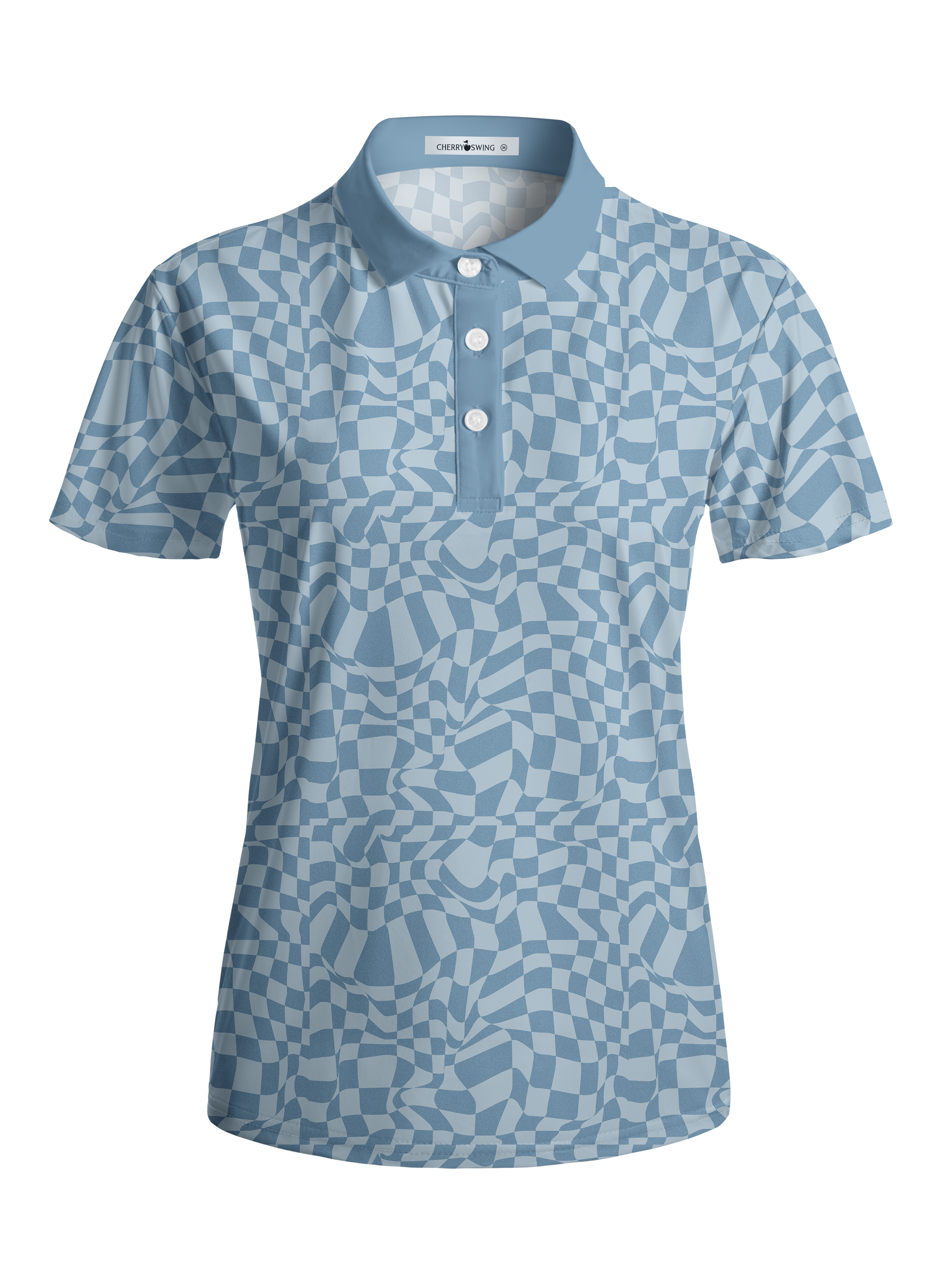 Cherryswing Women's Distorted Plaid Short Sleeve Golf Shirt
