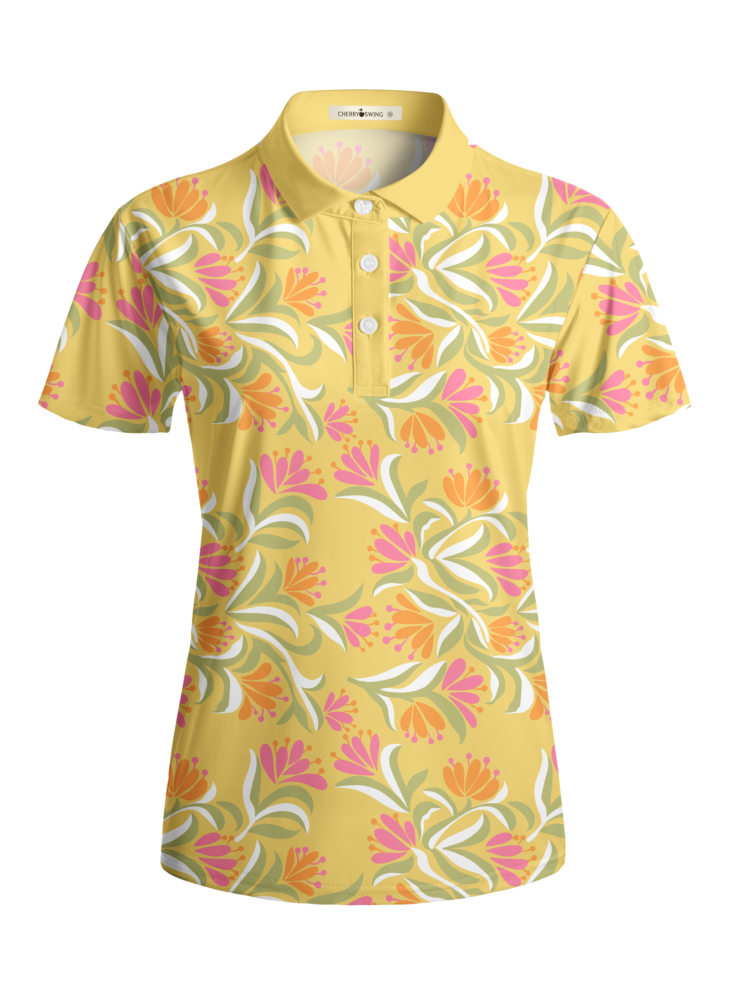Cherryswing Women's Tropical Bloom Short Sleeve Golf Shirt