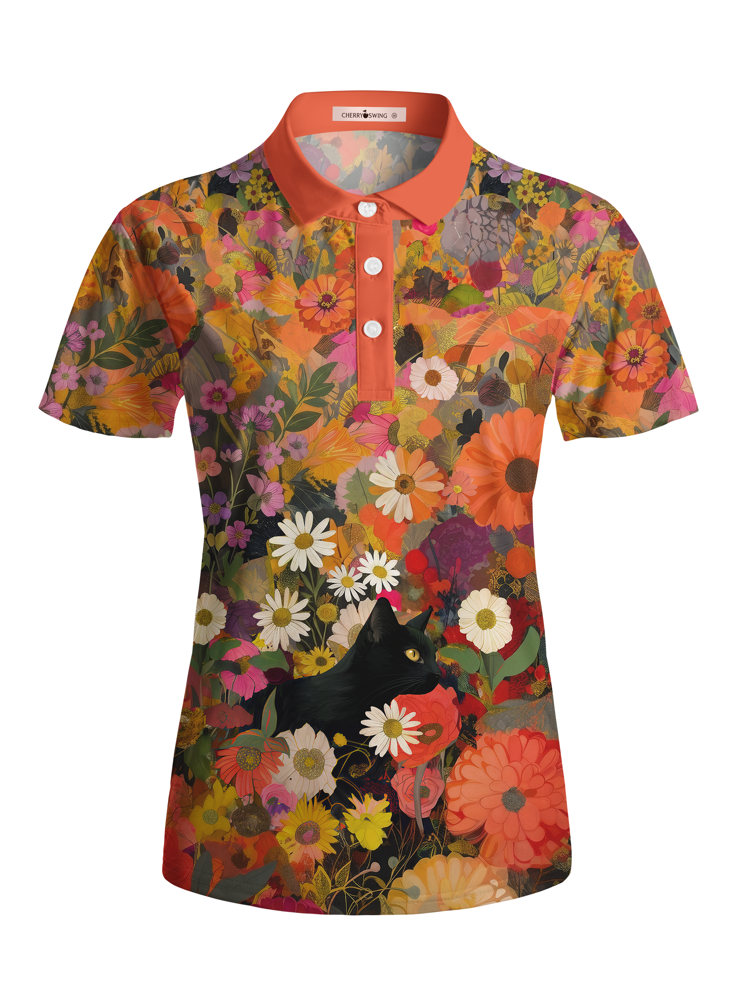 Cherryswing Women's Tropical Bloom Short Sleeve Golf Shirt