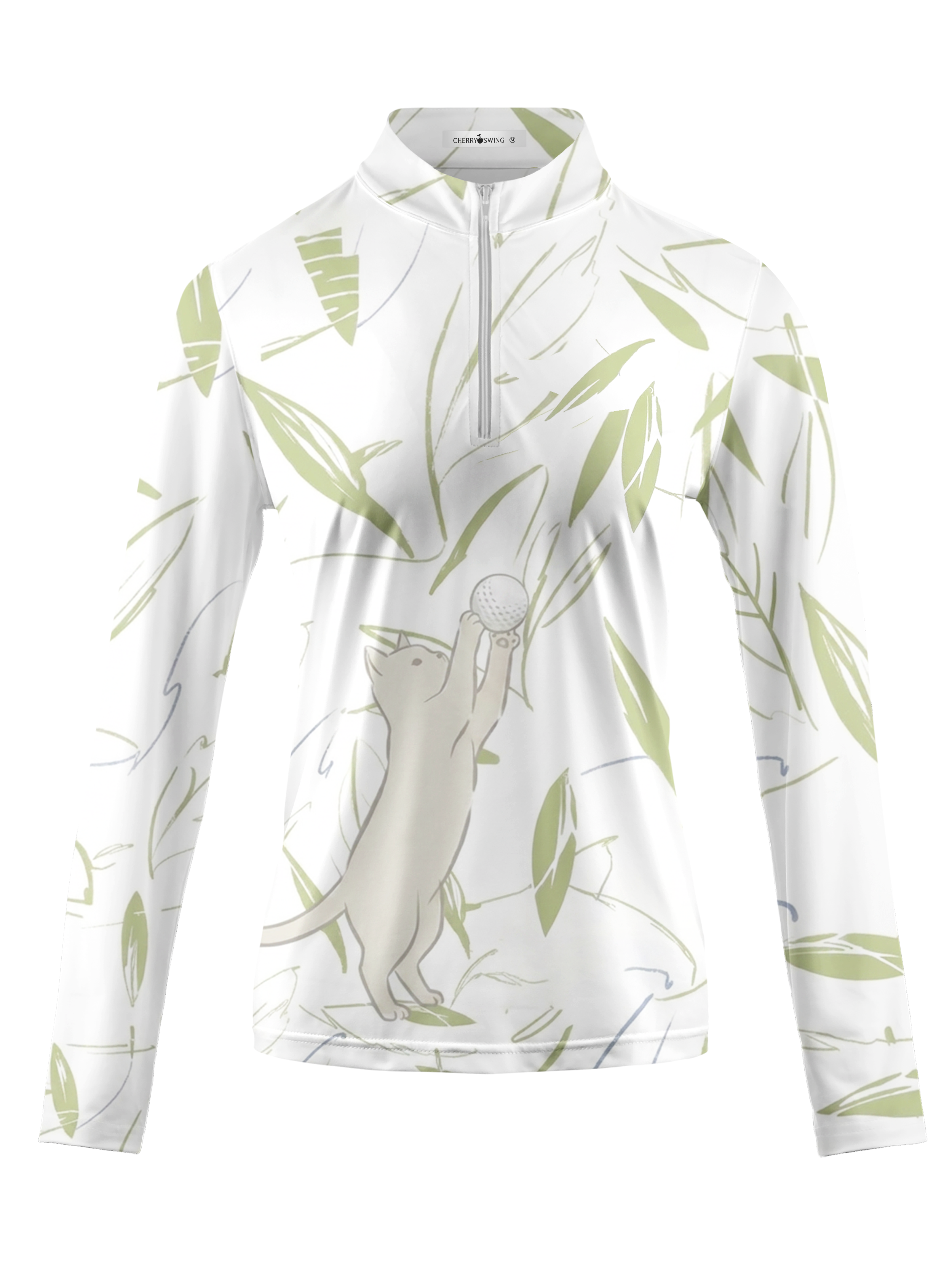 Cherryswing Women's Playful Kitty Long Sleeve Golf Shirt