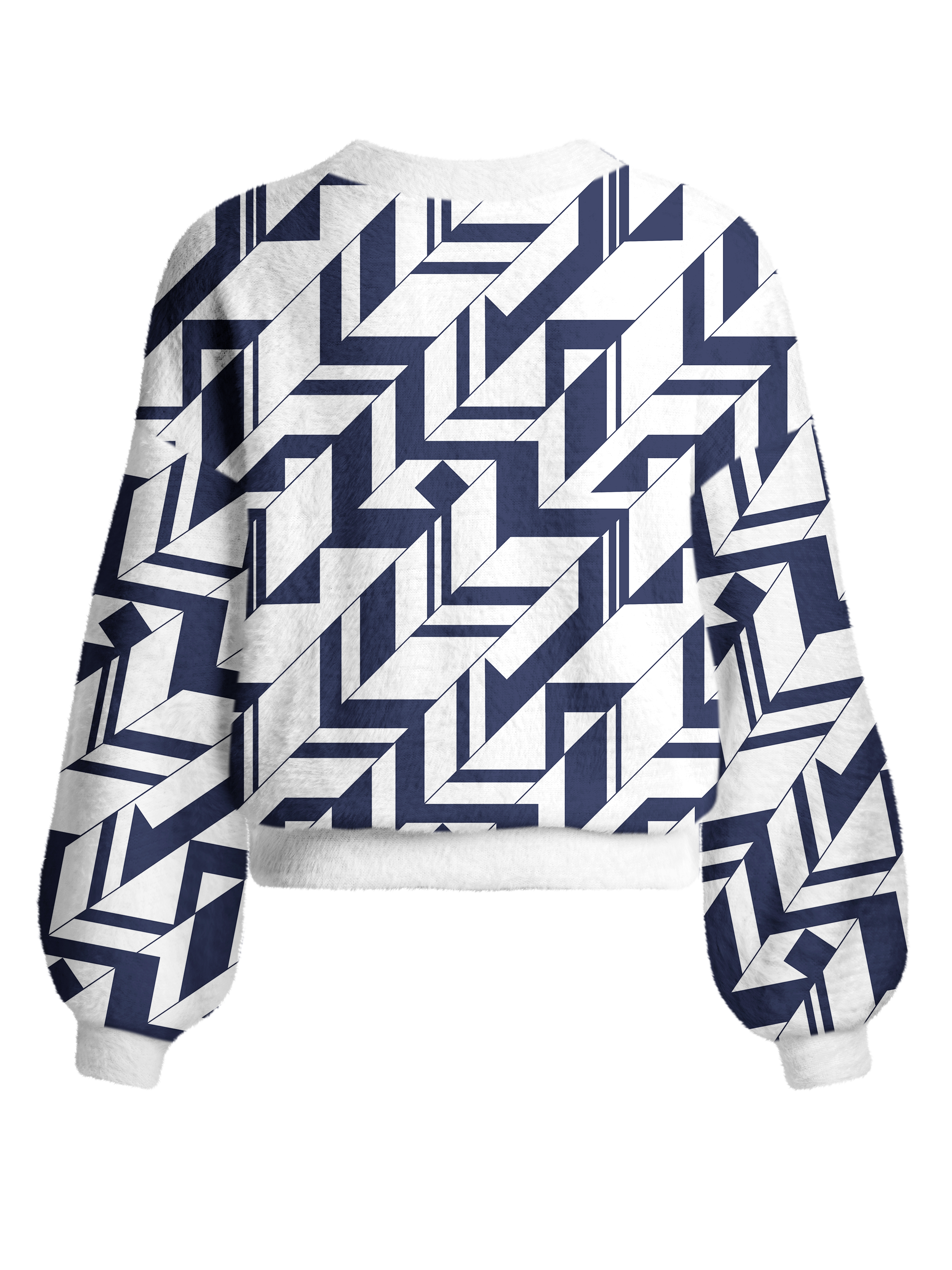 Cherryswing Women's Geometric Art Fuzzy Knit Golf Cardigan