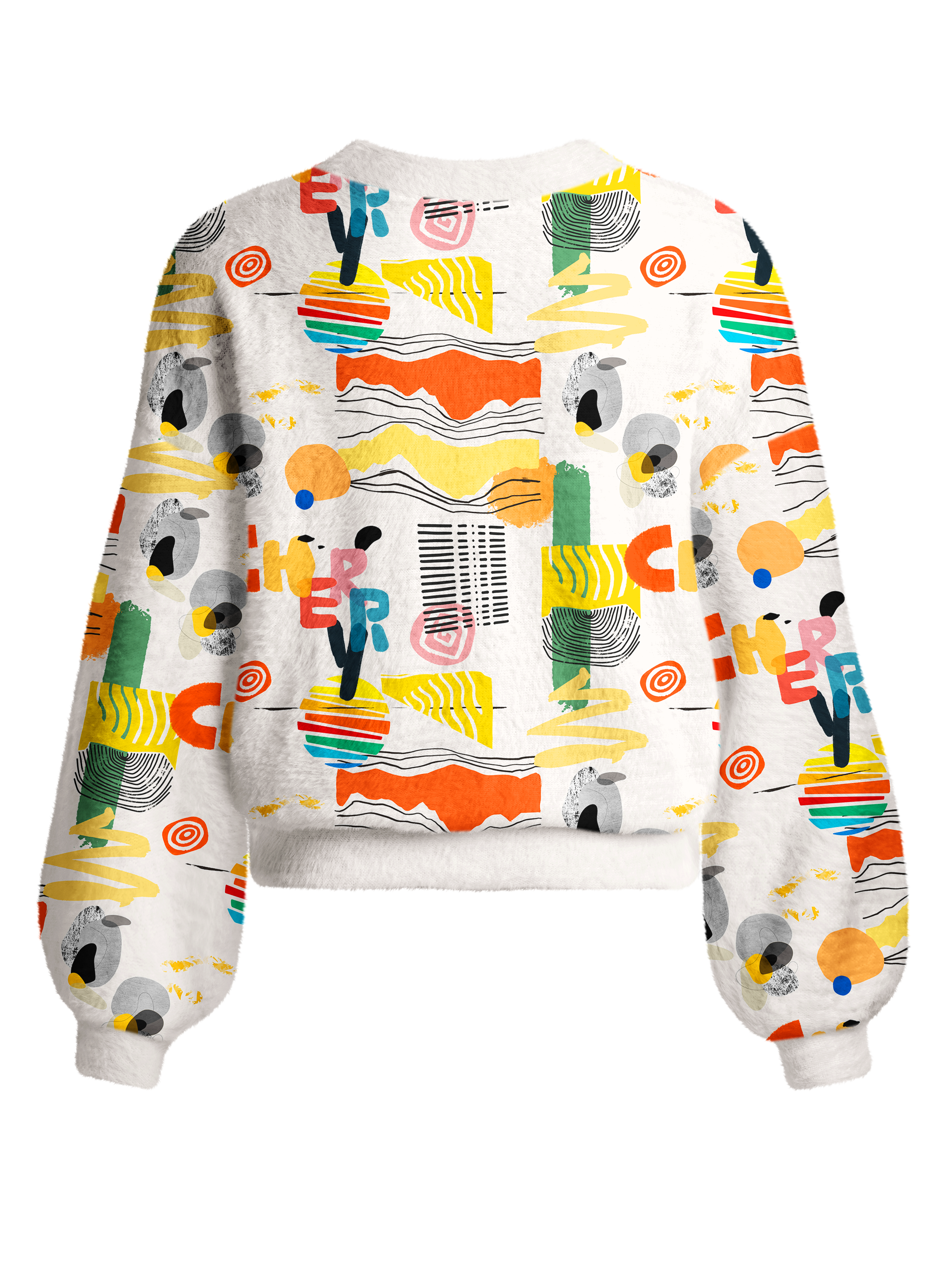 Cherryswing Women's Modern Art Fuzzy Knit Golf Cardigan