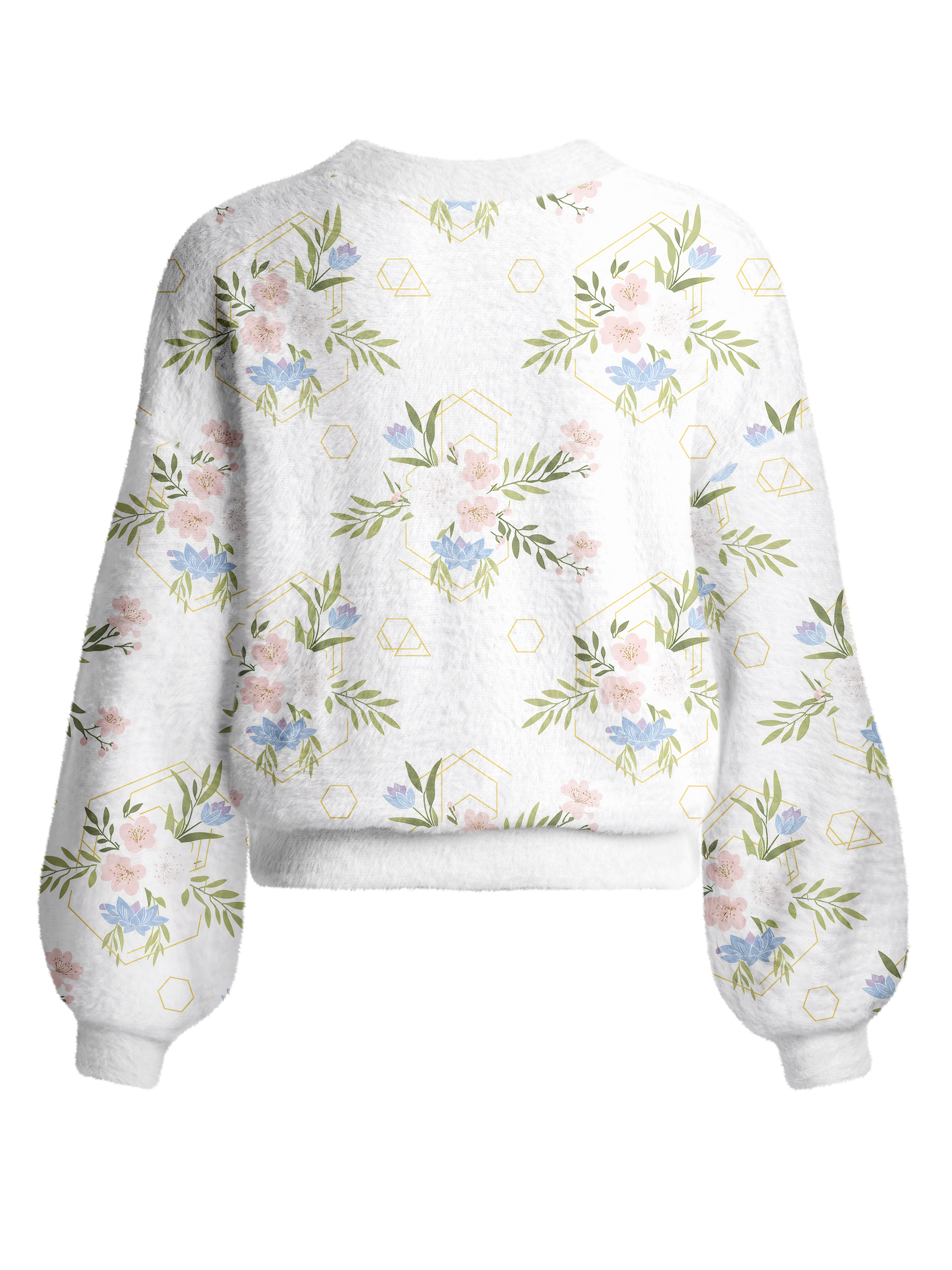Cherryswing Women's Botanical Lines Fuzzy Knit Golf Cardigan