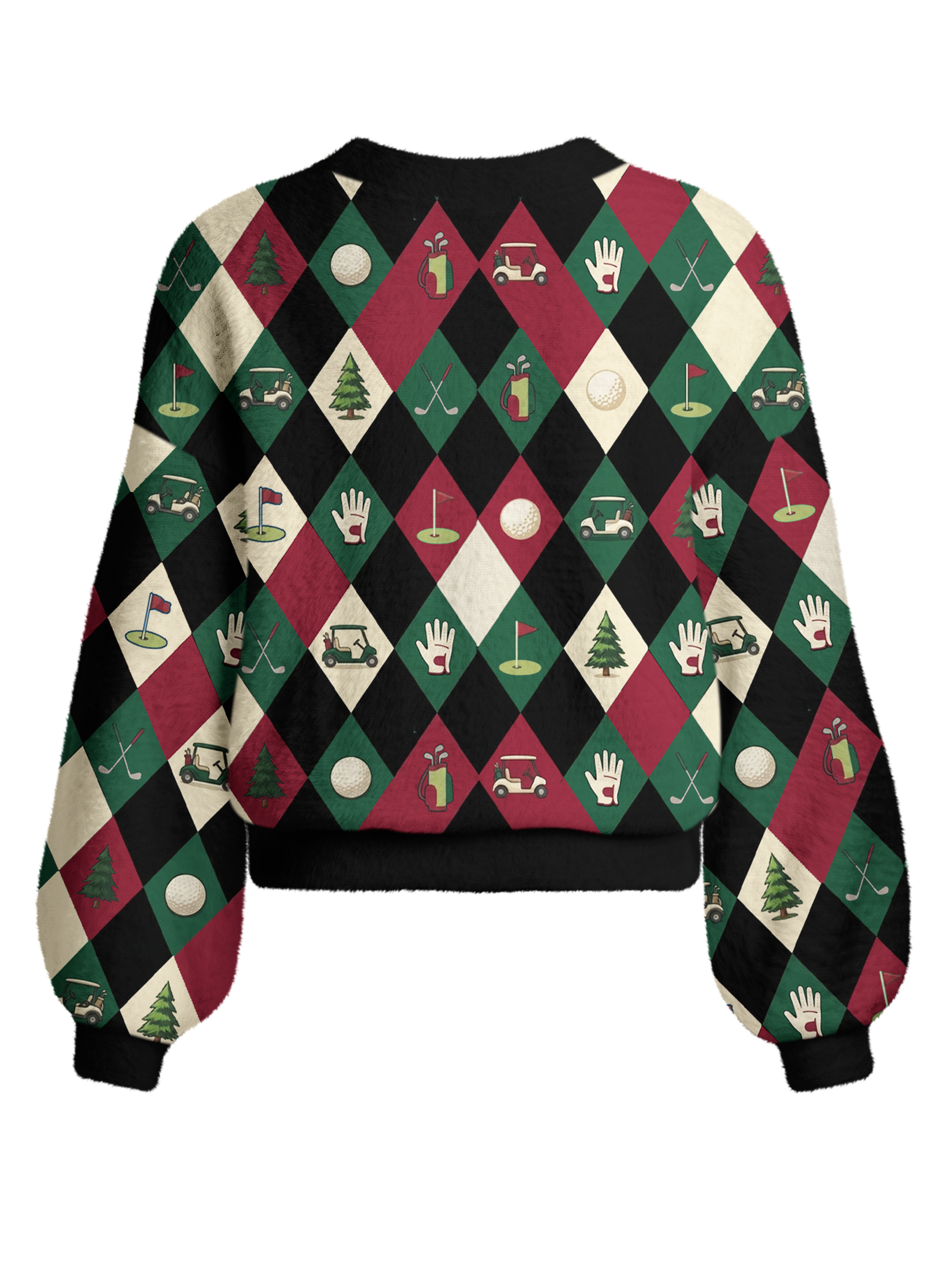 Cherryswing Women's Retro Diamond Golf Fuzzy Knit Golf Cardigan