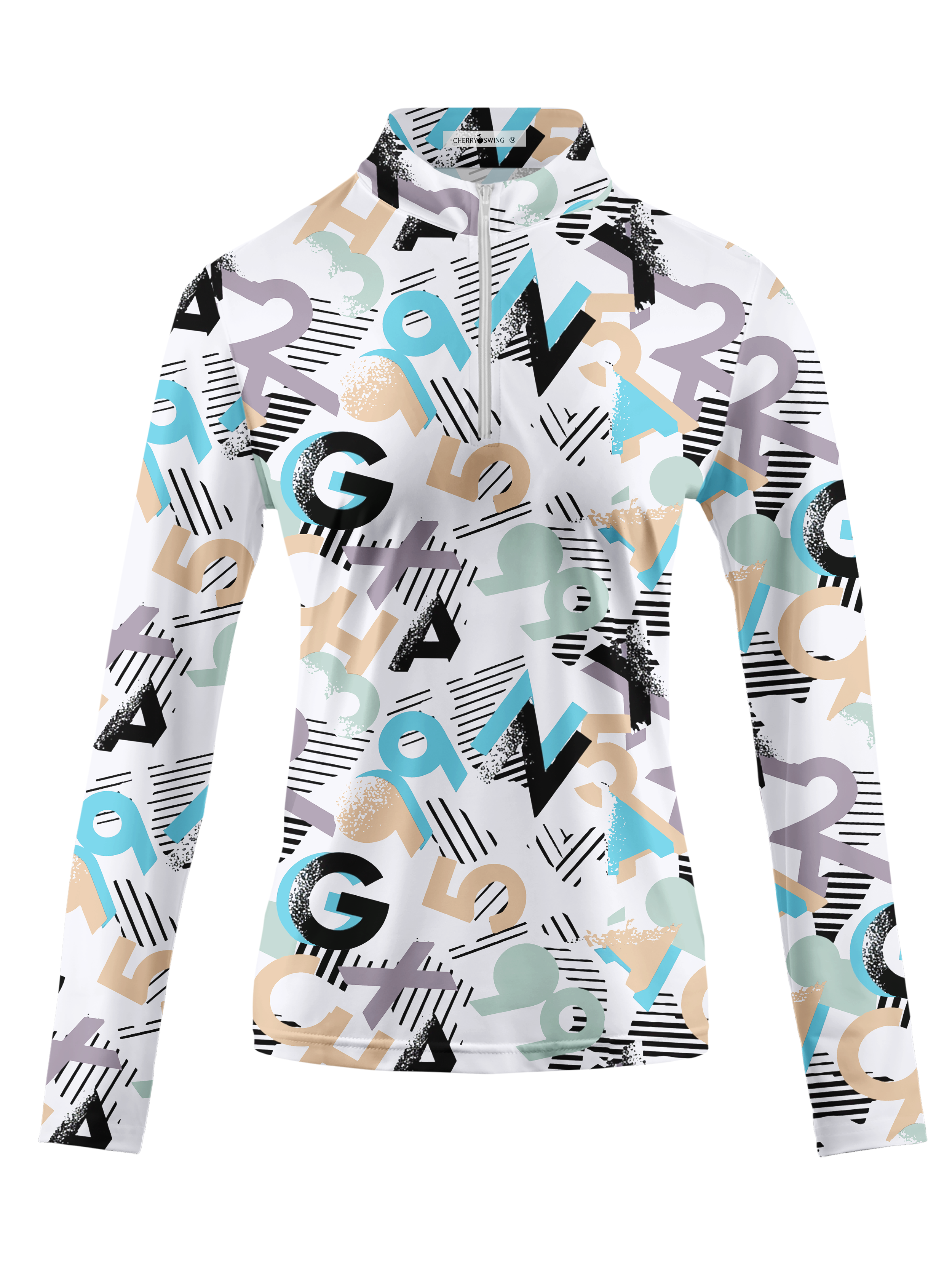 Cherryswing Women's Typographic Rhythm Long Sleeve Golf Shirt