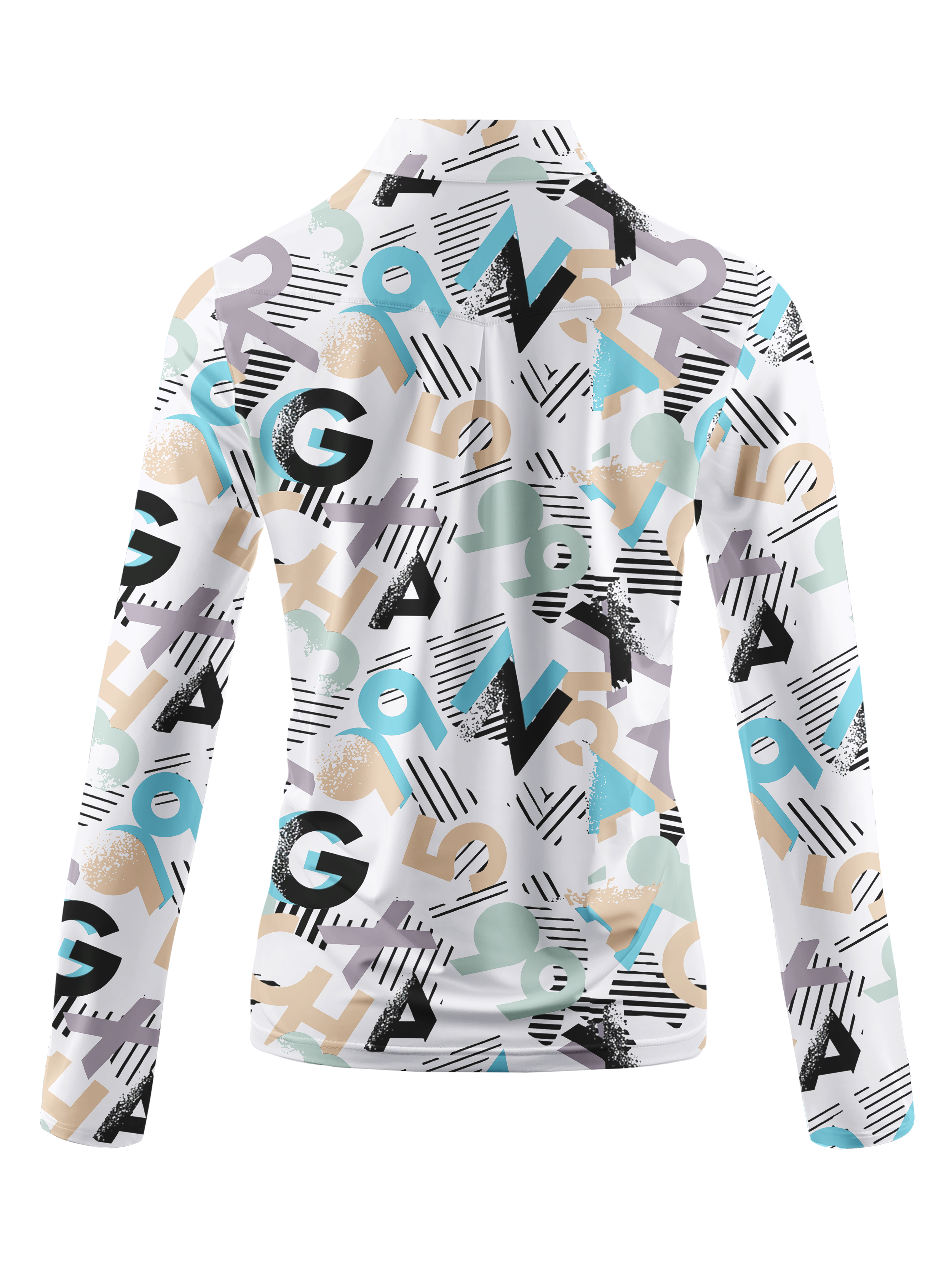 Cherryswing Women's Typographic Rhythm Long Sleeve Golf Shirt