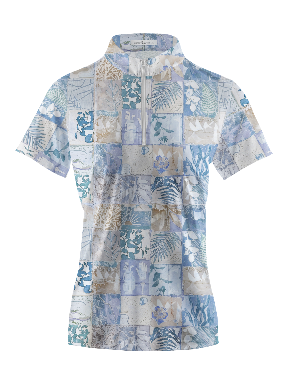 Cherryswing Women's Botanical Mosaic Short Sleeve Golf Shirt