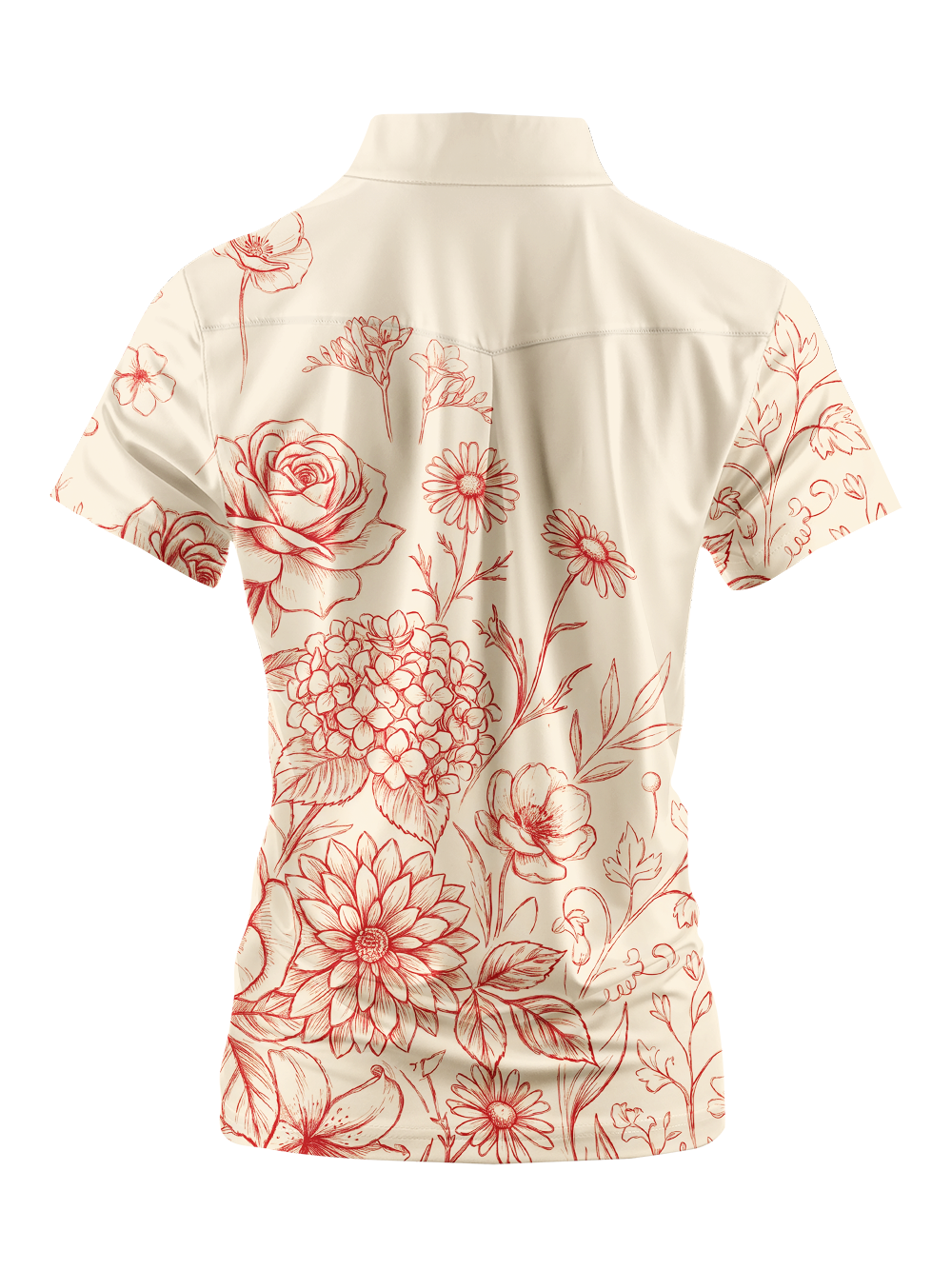 Cherryswing Women's Floral Sketch Short Sleeve Golf Shirt
